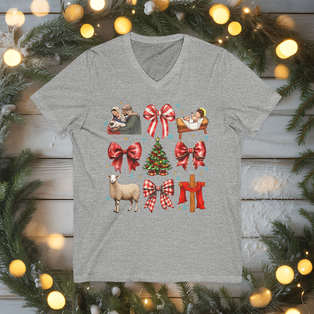Nativity Christmas Shirt • Bella Canvas Christian Tee • Manger Scene T-Shirt • Faith Christmas Top • Holiday Jesus Shirt for Women