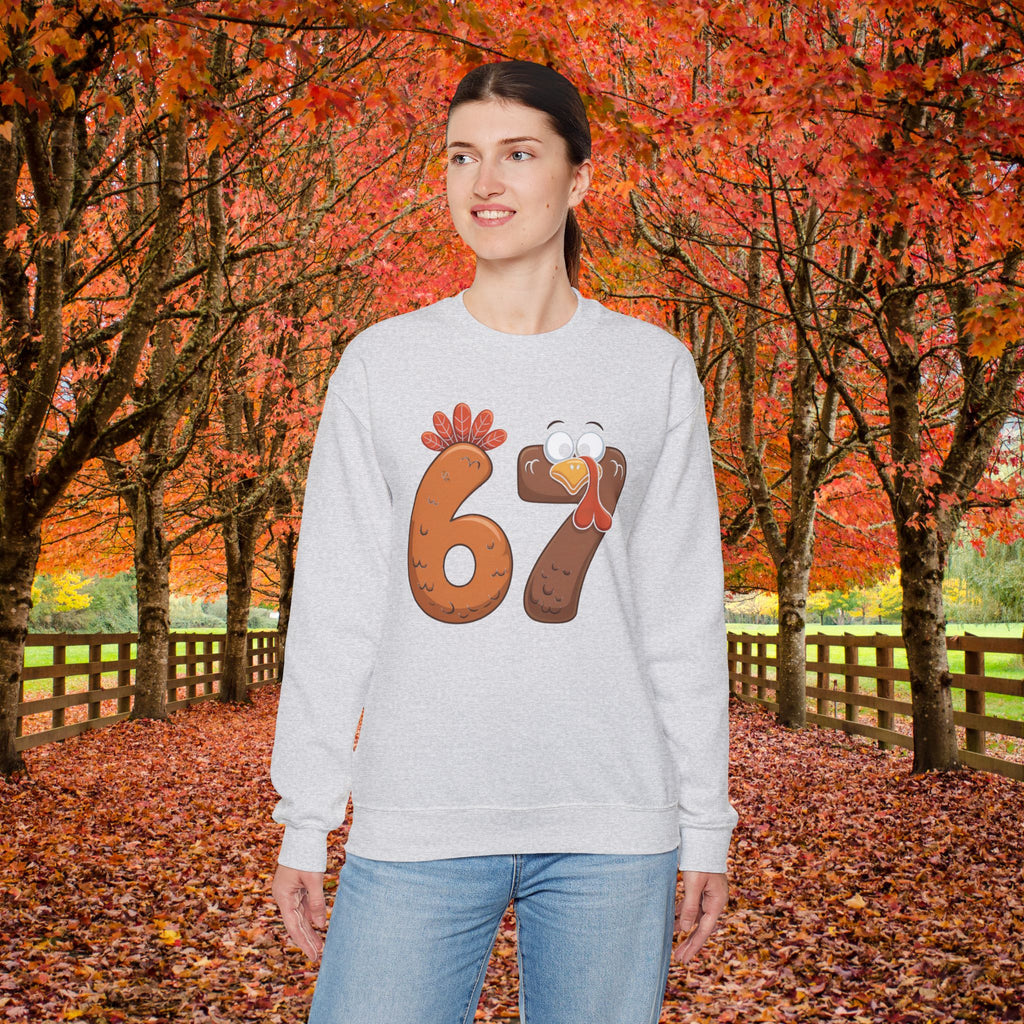 Funny 67 Turkey Thanksgiving Sweatshirt • Teacher Thanksgiving Shirt • Cute Fall Turkey Crewneck • Fall Classroom Shirt • Thanksgiving Outfit