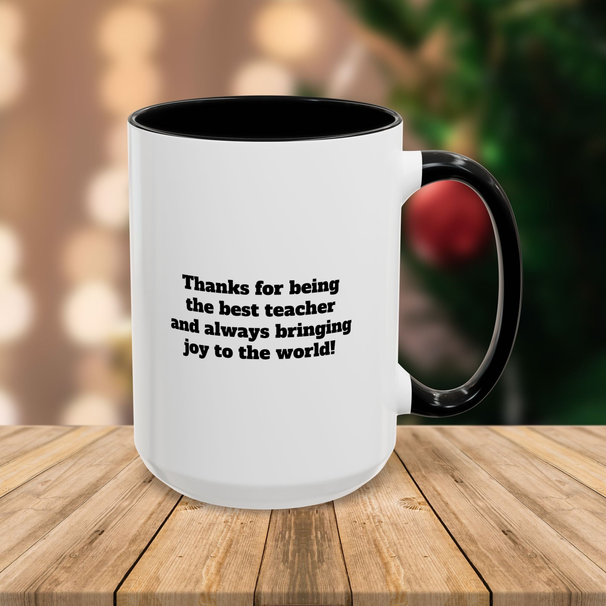 Custom Teacher Mug • Joy to the World Christmas Mug • Personalized Message on Back • Holiday Teacher Gift • 11oz or 15oz Coffee Cup