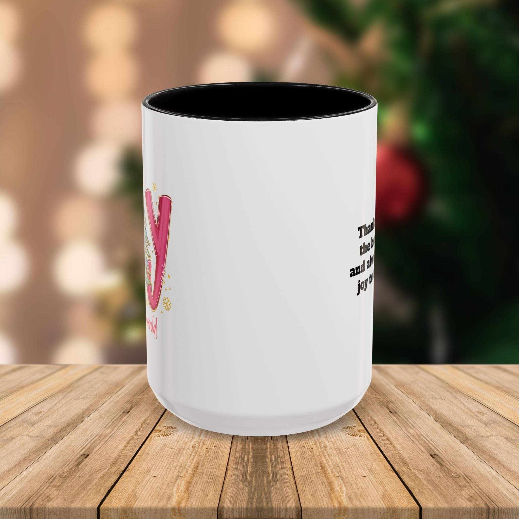 Custom Teacher Mug • Joy to the World Christmas Mug • Personalized Message on Back • Holiday Teacher Gift • 11oz or 15oz Coffee Cup