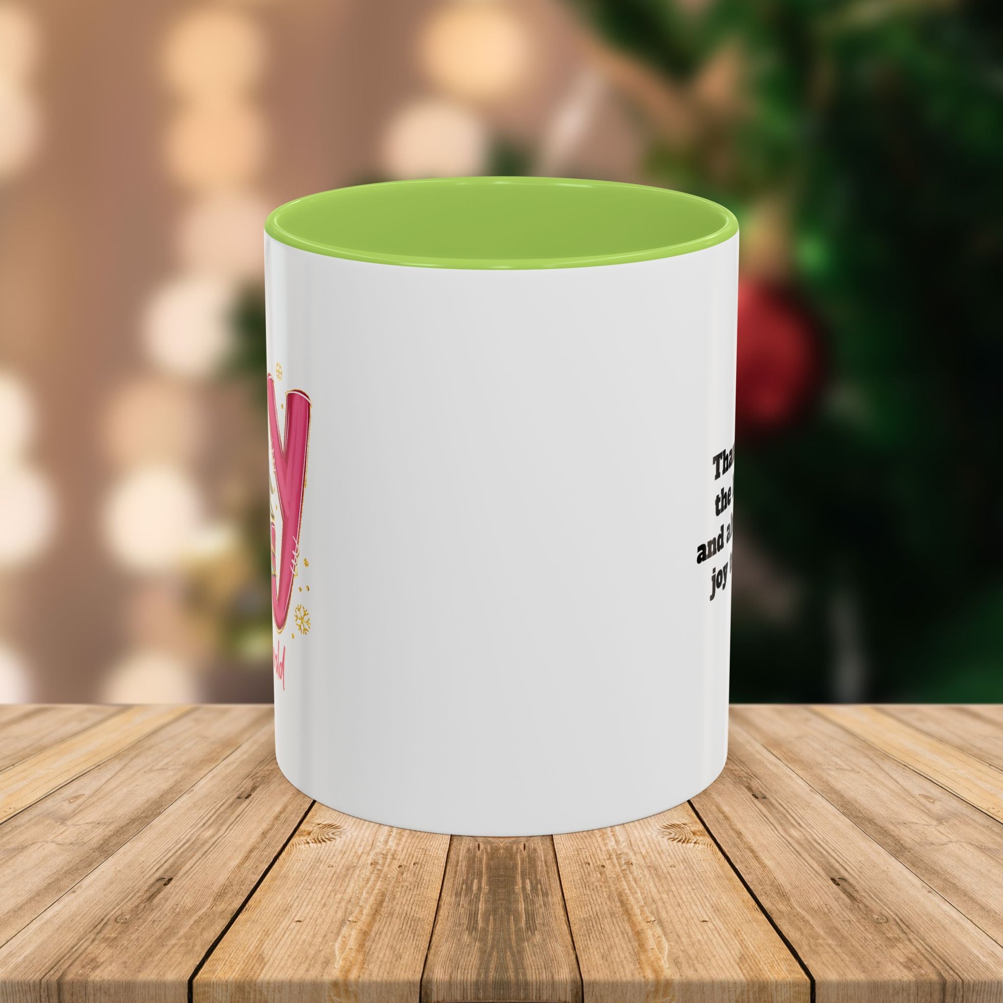 Custom Teacher Mug • Joy to the World Christmas Mug • Personalized Message on Back • Holiday Teacher Gift • 11oz or 15oz Coffee Cup