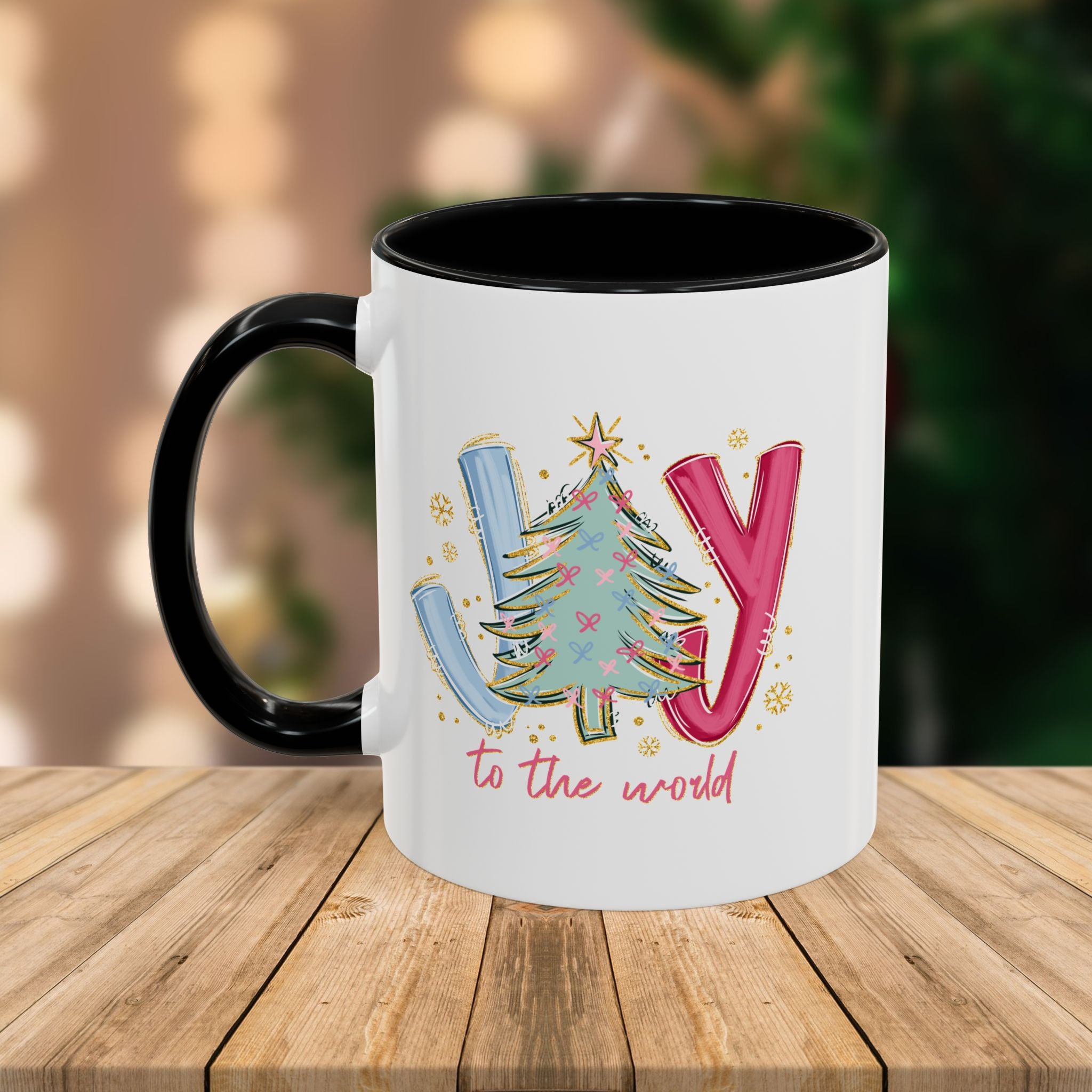 Custom Teacher Mug • Joy to the World Christmas Mug • Personalized Message on Back • Holiday Teacher Gift • 11oz or 15oz Coffee Cup