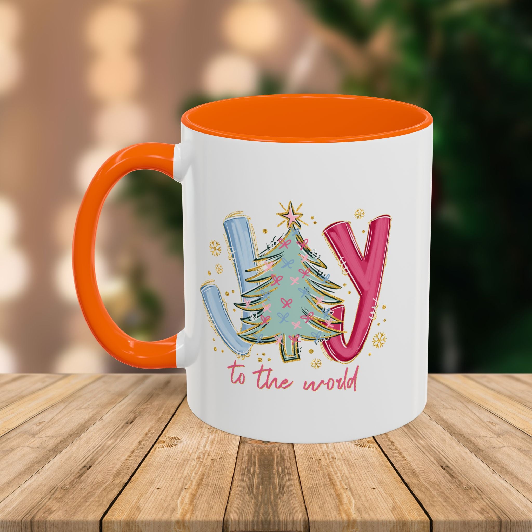 Custom Teacher Mug • Joy to the World Christmas Mug • Personalized Message on Back • Holiday Teacher Gift • 11oz or 15oz Coffee Cup