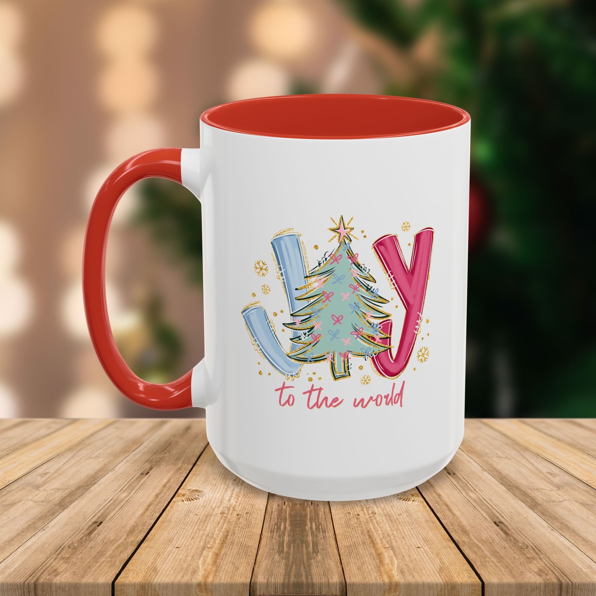 Custom Teacher Mug • Joy to the World Christmas Mug • Personalized Message on Back • Holiday Teacher Gift • 11oz or 15oz Coffee Cup