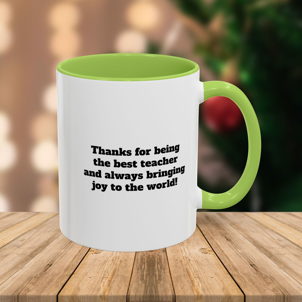 Custom Teacher Mug • Joy to the World Christmas Mug • Personalized Message on Back • Holiday Teacher Gift • 11oz or 15oz Coffee Cup
