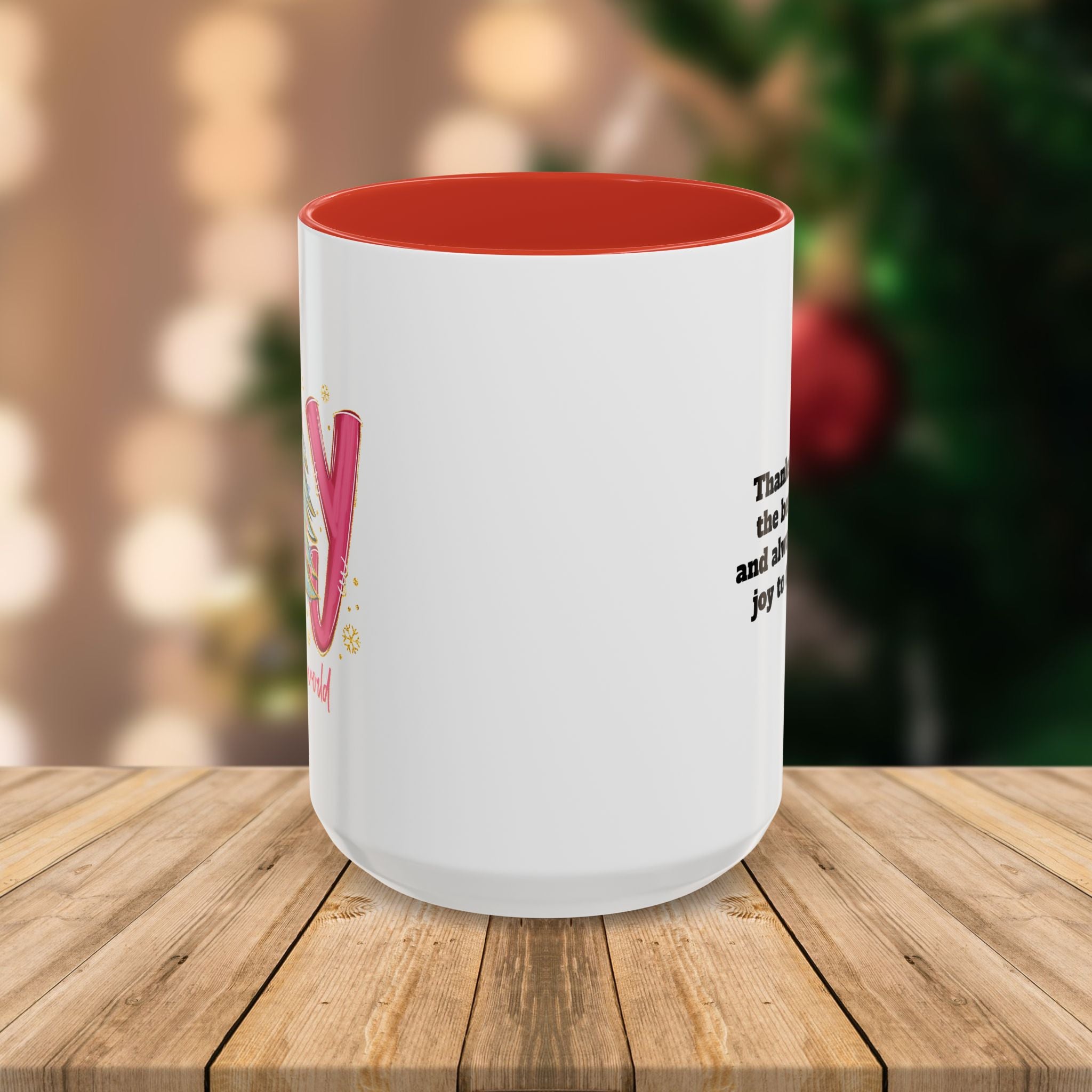 Custom Teacher Mug • Joy to the World Christmas Mug • Personalized Message on Back • Holiday Teacher Gift • 11oz or 15oz Coffee Cup