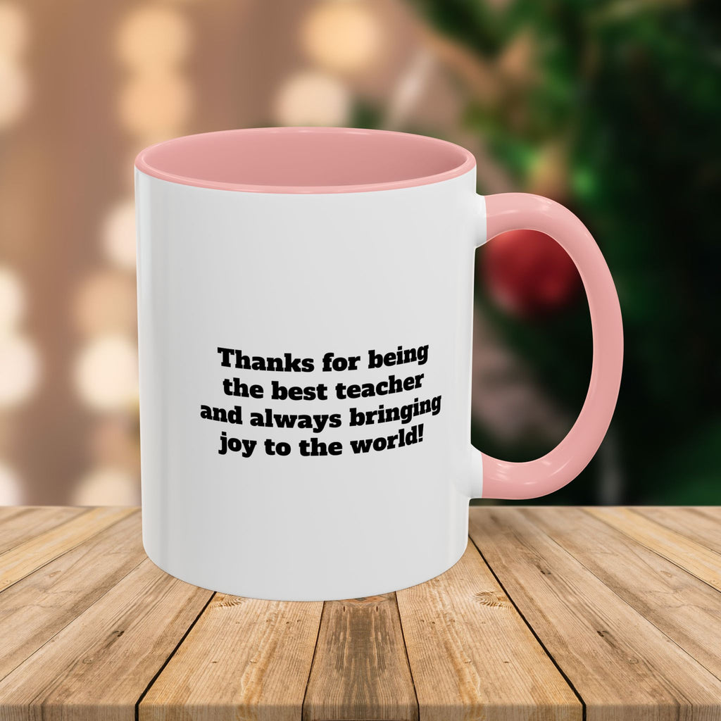Custom Teacher Mug • Joy to the World Christmas Mug • Personalized Message on Back • Holiday Teacher Gift • 11oz or 15oz Coffee Cup