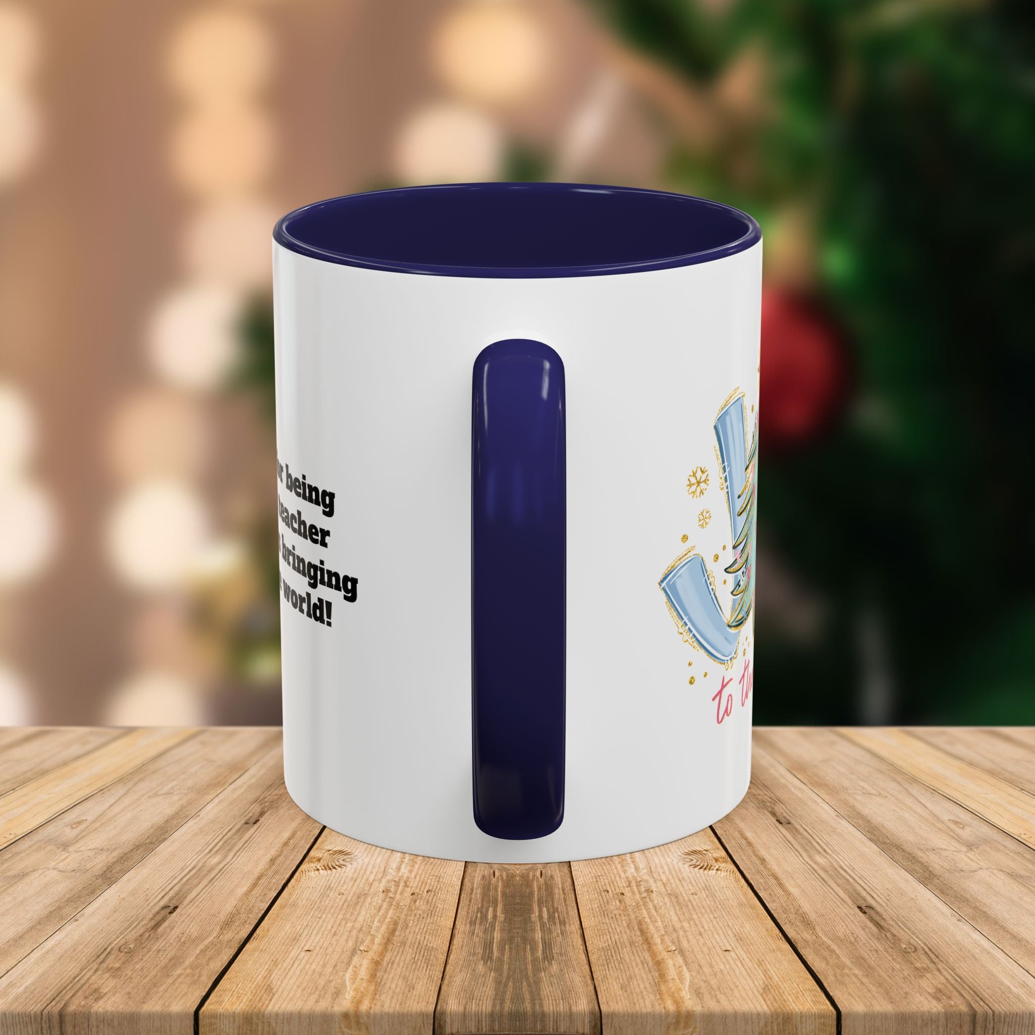 Custom Teacher Mug • Joy to the World Christmas Mug • Personalized Message on Back • Holiday Teacher Gift • 11oz or 15oz Coffee Cup