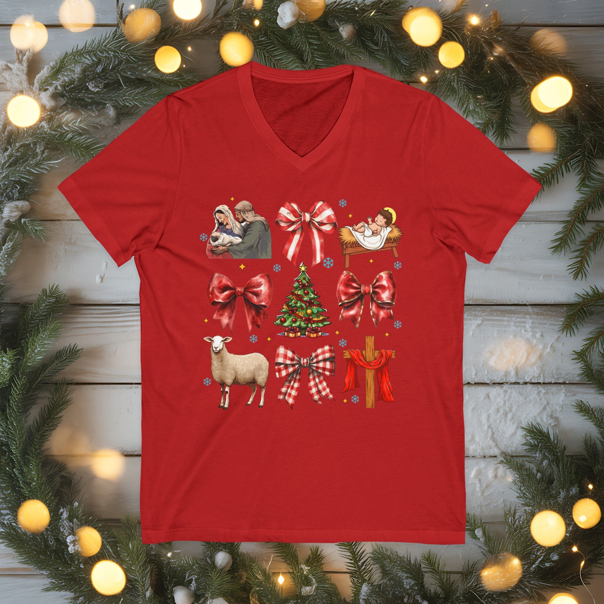 Nativity Christmas Shirt • Bella Canvas Christian Tee • Manger Scene T-Shirt • Faith Christmas Top • Holiday Jesus Shirt for Women