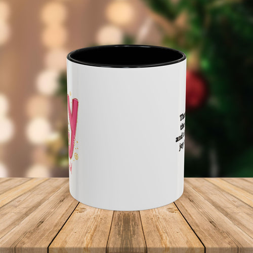Custom Teacher Mug • Joy to the World Christmas Mug • Personalized Message on Back • Holiday Teacher Gift • 11oz or 15oz Coffee Cup