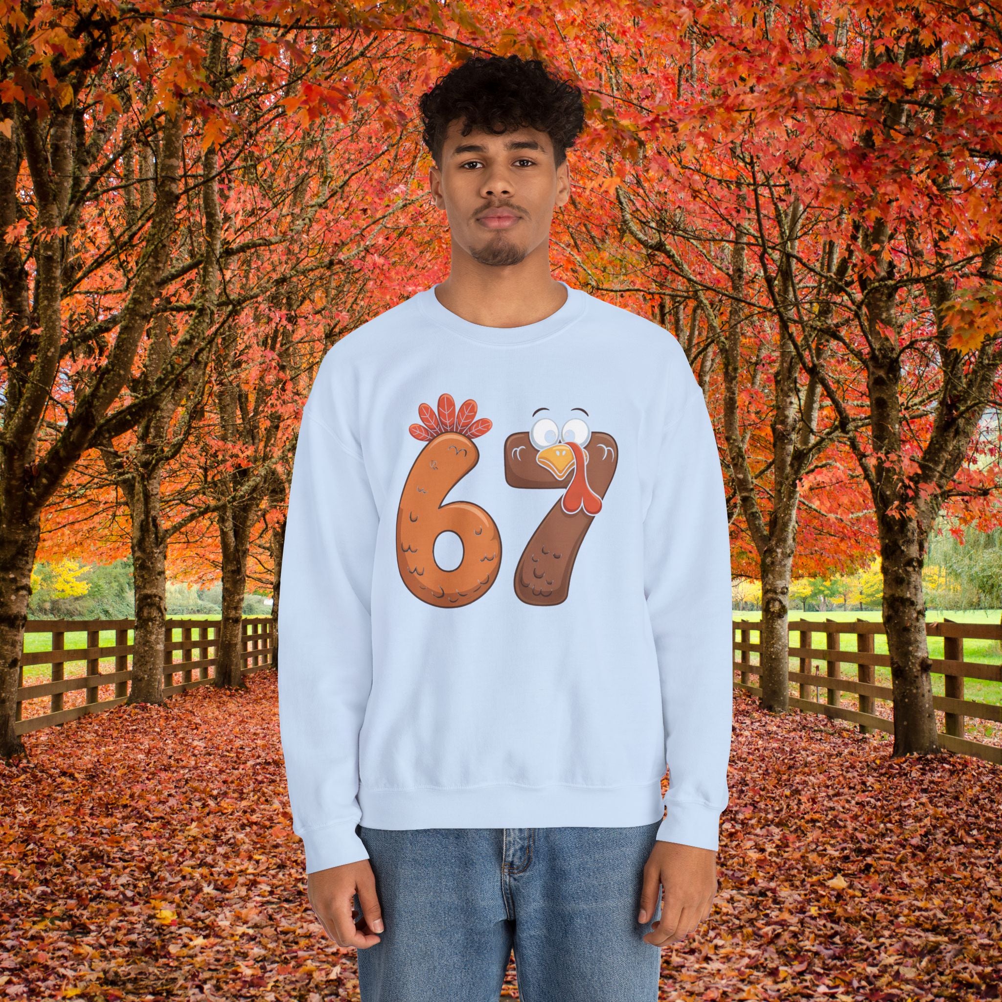 Funny 67 Turkey Thanksgiving Sweatshirt • Teacher Thanksgiving Shirt • Cute Fall Turkey Crewneck • Fall Classroom Shirt • Thanksgiving Outfit