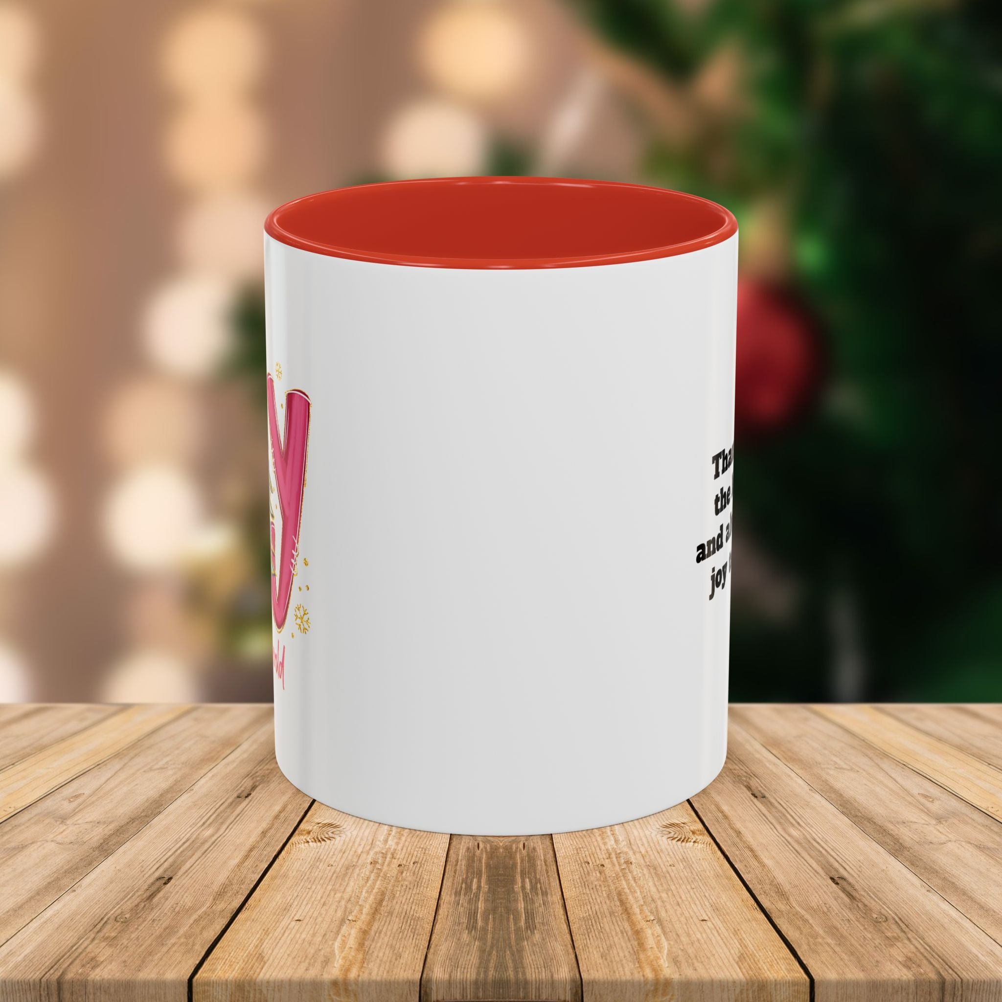 Custom Teacher Mug • Joy to the World Christmas Mug • Personalized Message on Back • Holiday Teacher Gift • 11oz or 15oz Coffee Cup