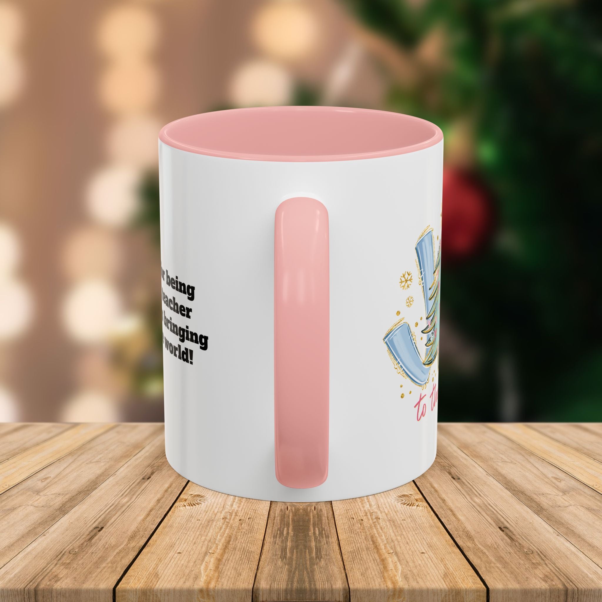 Custom Teacher Mug • Joy to the World Christmas Mug • Personalized Message on Back • Holiday Teacher Gift • 11oz or 15oz Coffee Cup