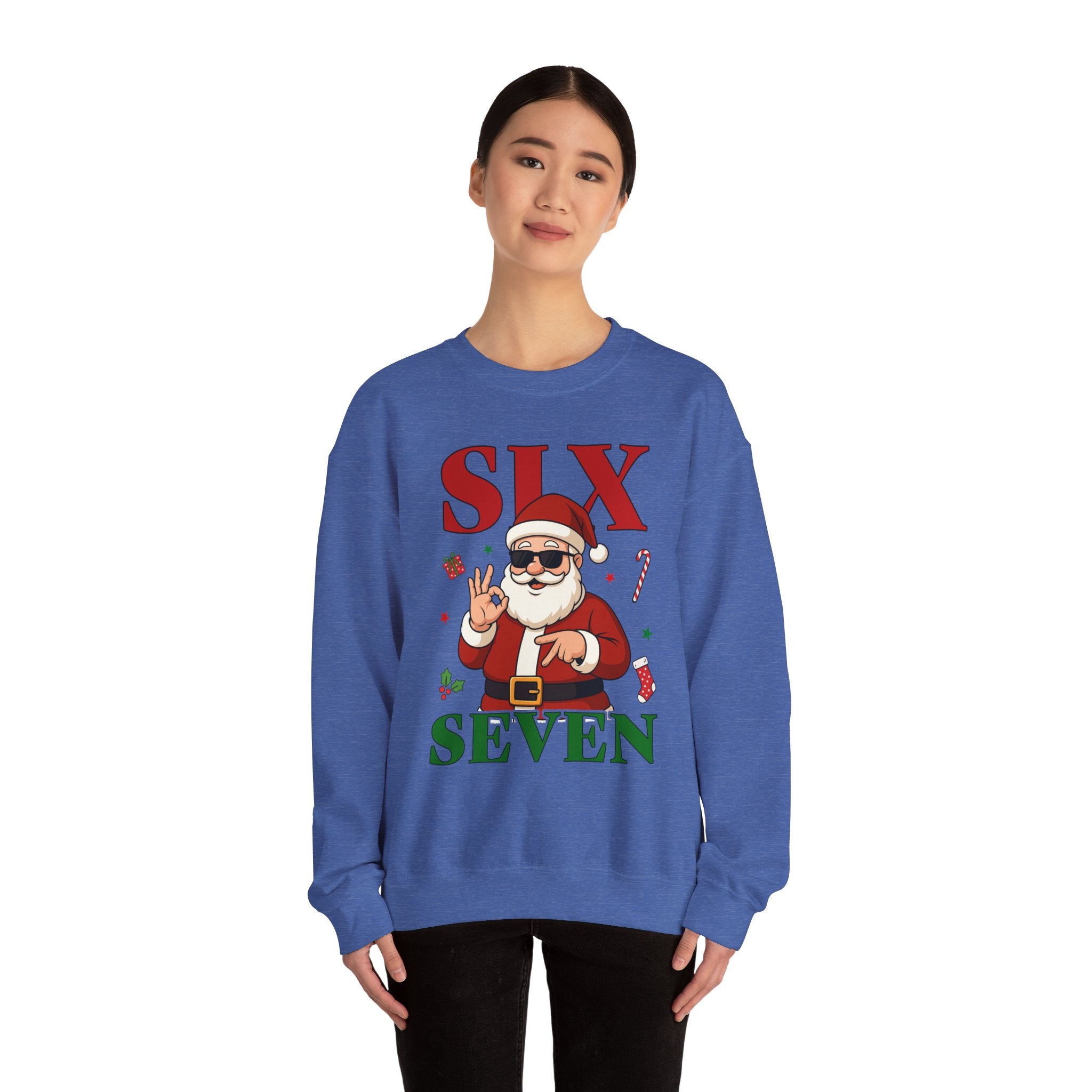 Funny Christmas Gildan Sweatshirt • Six Seven Santa Crewneck • Teacher & Kid Holiday Shirt • Classroom Christmas Sweater • Christmas Gift 6 7