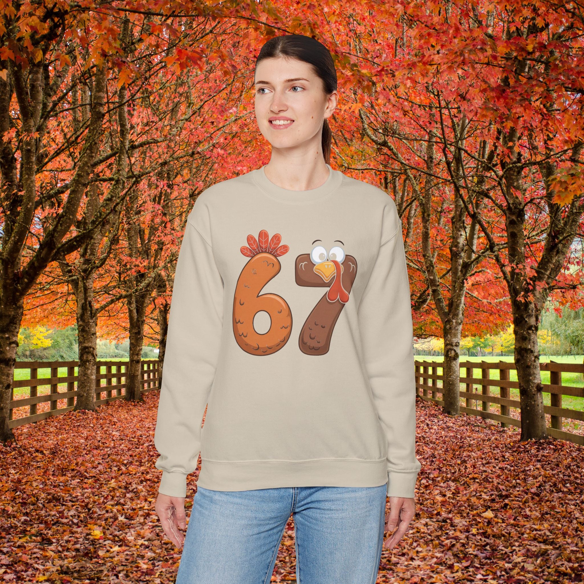 Funny 67 Turkey Thanksgiving Sweatshirt • Teacher Thanksgiving Shirt • Cute Fall Turkey Crewneck • Fall Classroom Shirt • Thanksgiving Outfit