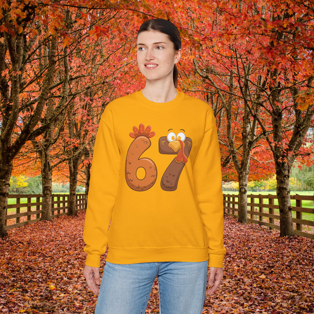 Funny 67 Turkey Thanksgiving Sweatshirt • Teacher Thanksgiving Shirt • Cute Fall Turkey Crewneck • Fall Classroom Shirt • Thanksgiving Outfit