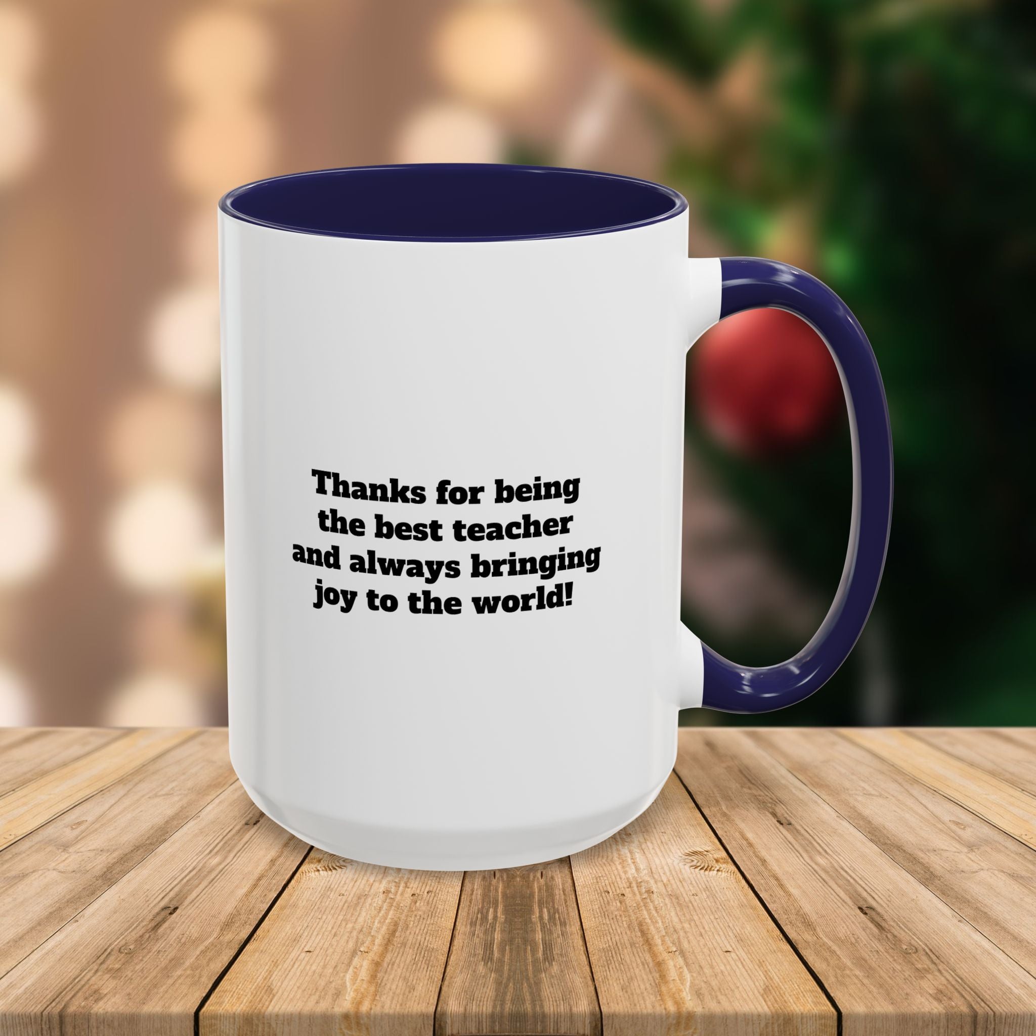Custom Teacher Mug • Joy to the World Christmas Mug • Personalized Message on Back • Holiday Teacher Gift • 11oz or 15oz Coffee Cup