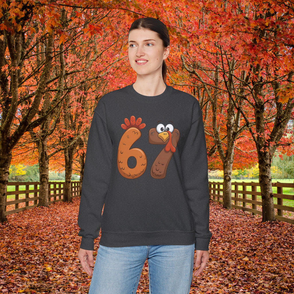 Funny 67 Turkey Thanksgiving Sweatshirt • Teacher Thanksgiving Shirt • Cute Fall Turkey Crewneck • Fall Classroom Shirt • Thanksgiving Outfit