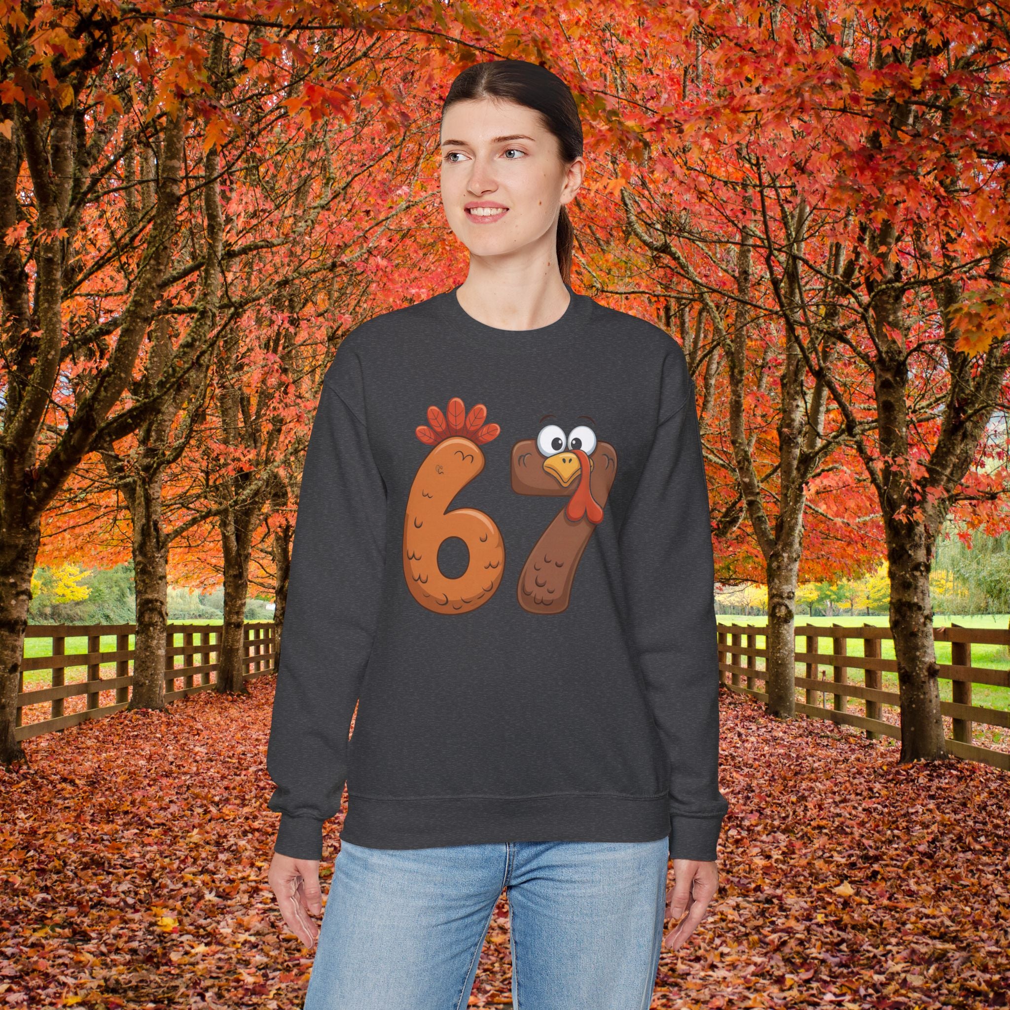 Funny 67 Turkey Thanksgiving Sweatshirt • Teacher Thanksgiving Shirt • Cute Fall Turkey Crewneck • Fall Classroom Shirt • Thanksgiving Outfit