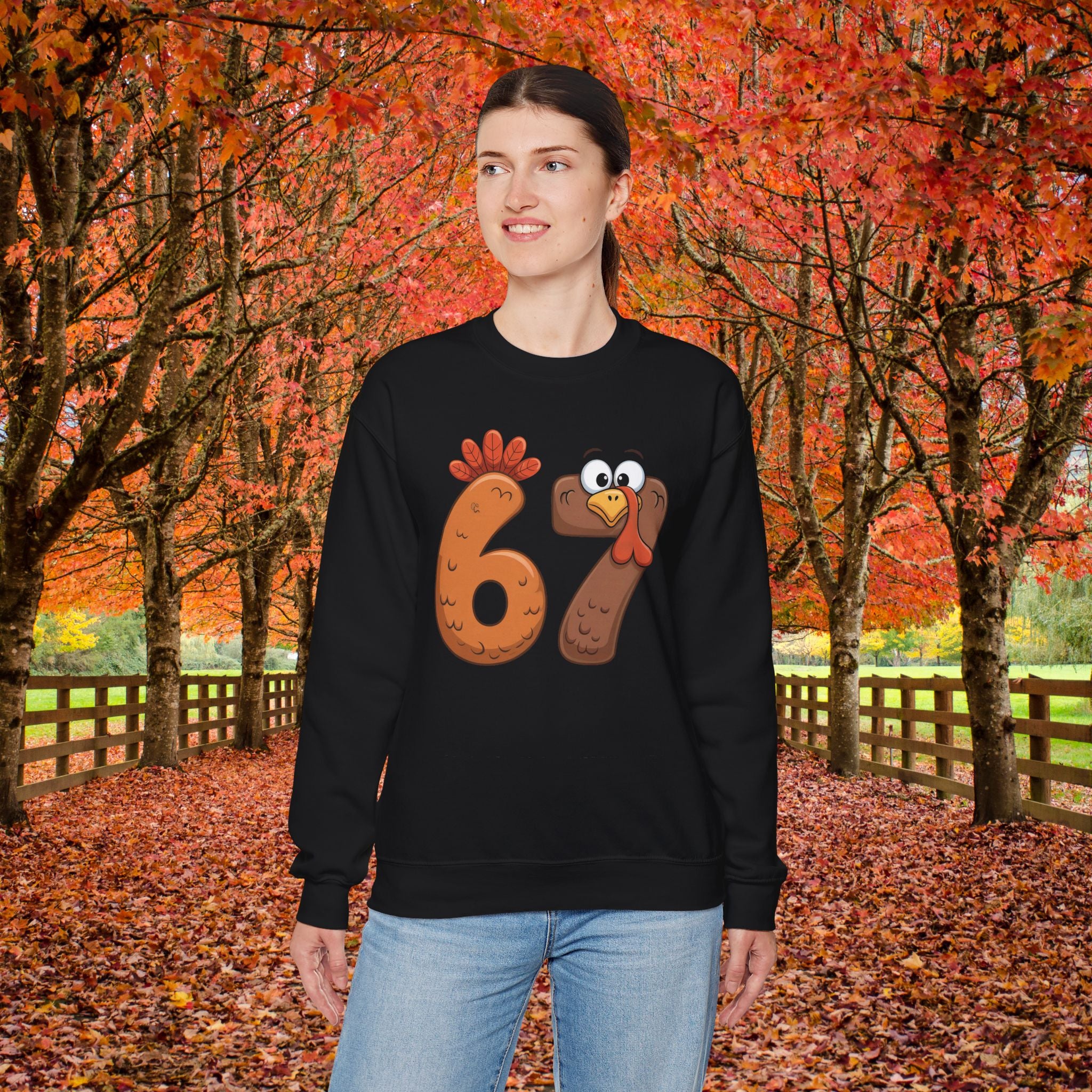 Funny 67 Turkey Thanksgiving Sweatshirt • Teacher Thanksgiving Shirt • Cute Fall Turkey Crewneck • Fall Classroom Shirt • Thanksgiving Outfit