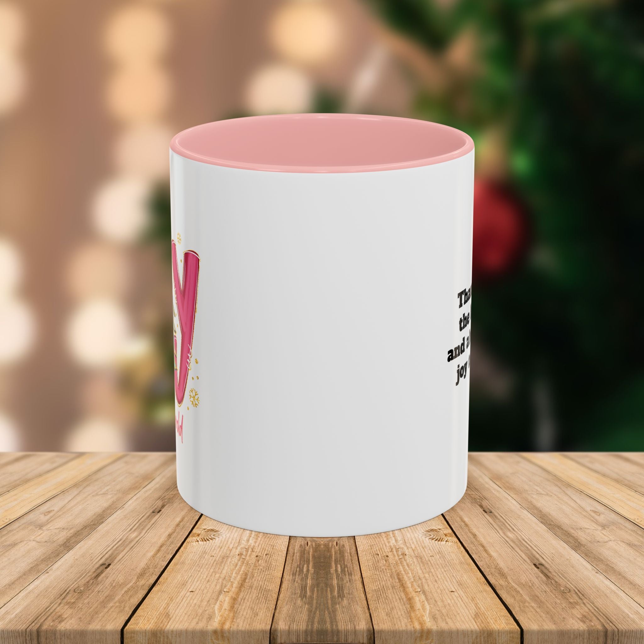 Custom Teacher Mug • Joy to the World Christmas Mug • Personalized Message on Back • Holiday Teacher Gift • 11oz or 15oz Coffee Cup