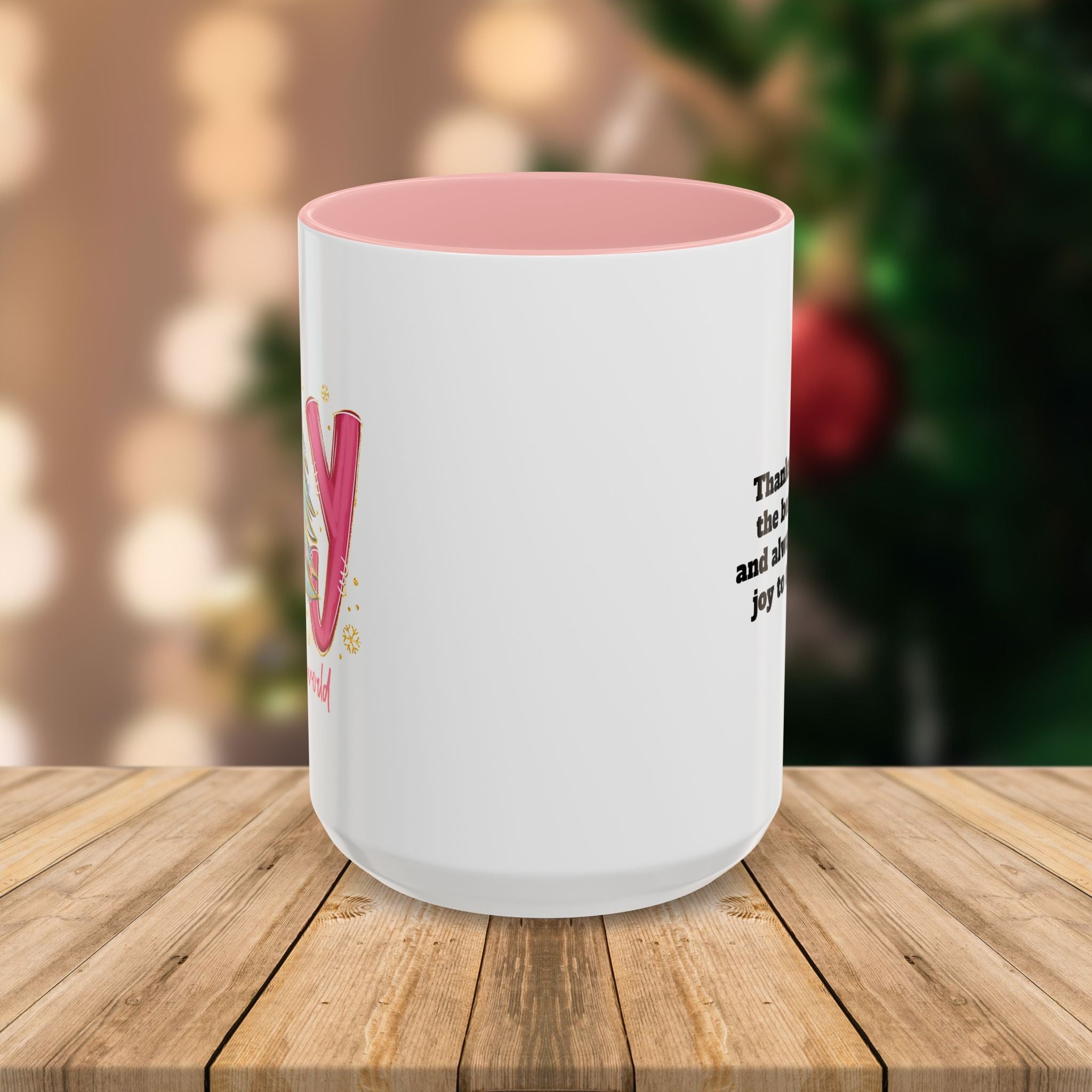 Custom Teacher Mug • Joy to the World Christmas Mug • Personalized Message on Back • Holiday Teacher Gift • 11oz or 15oz Coffee Cup