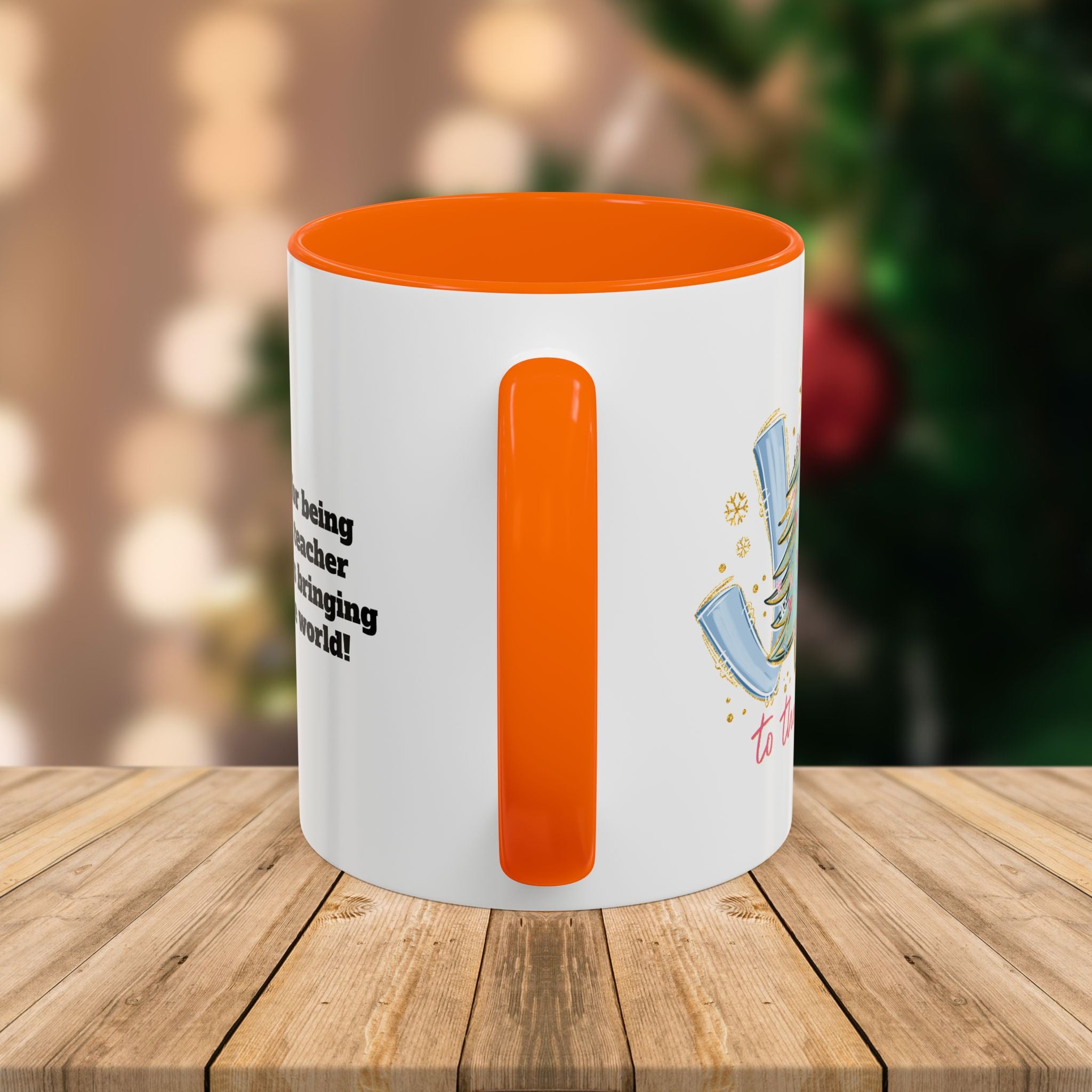 Custom Teacher Mug • Joy to the World Christmas Mug • Personalized Message on Back • Holiday Teacher Gift • 11oz or 15oz Coffee Cup