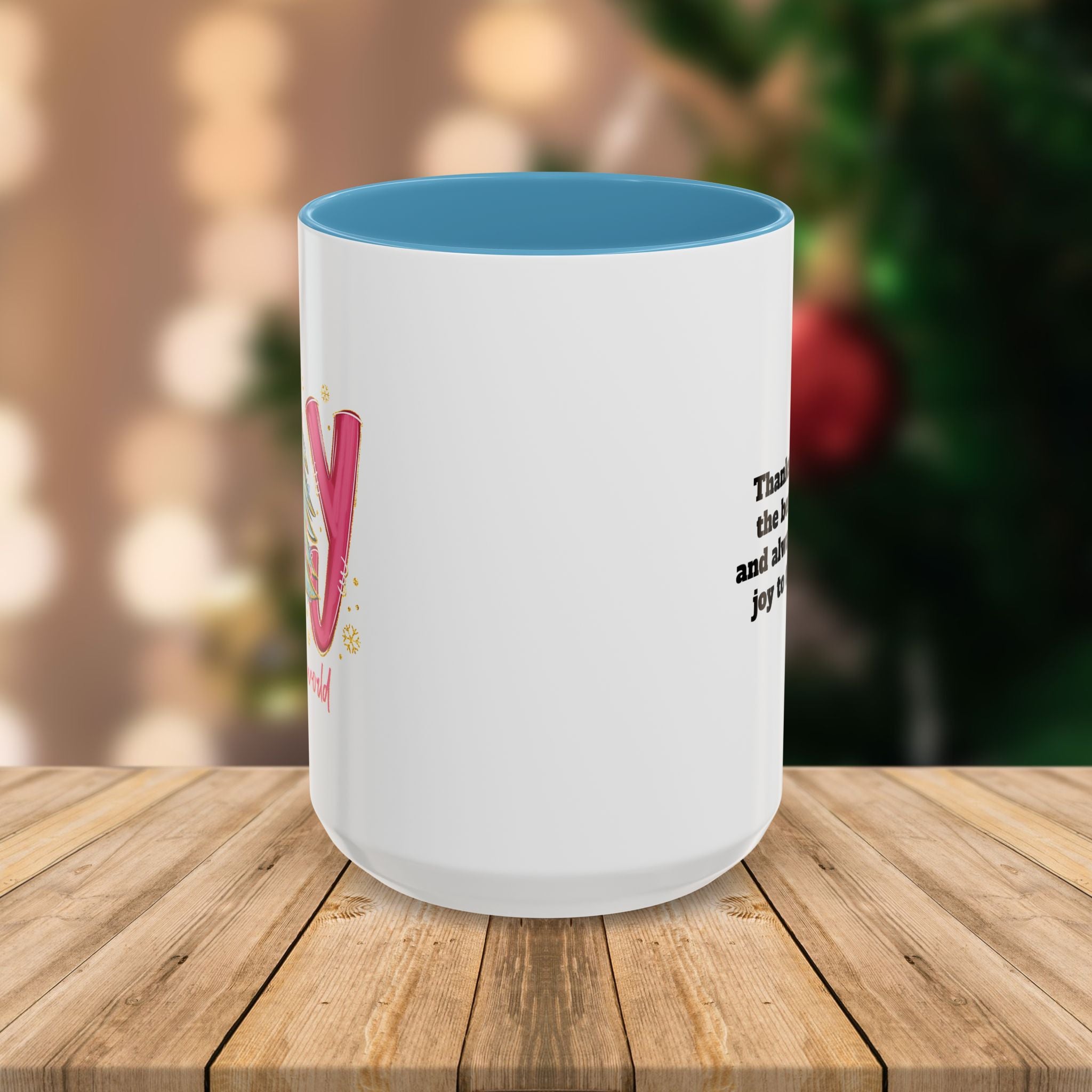 Custom Teacher Mug • Joy to the World Christmas Mug • Personalized Message on Back • Holiday Teacher Gift • 11oz or 15oz Coffee Cup