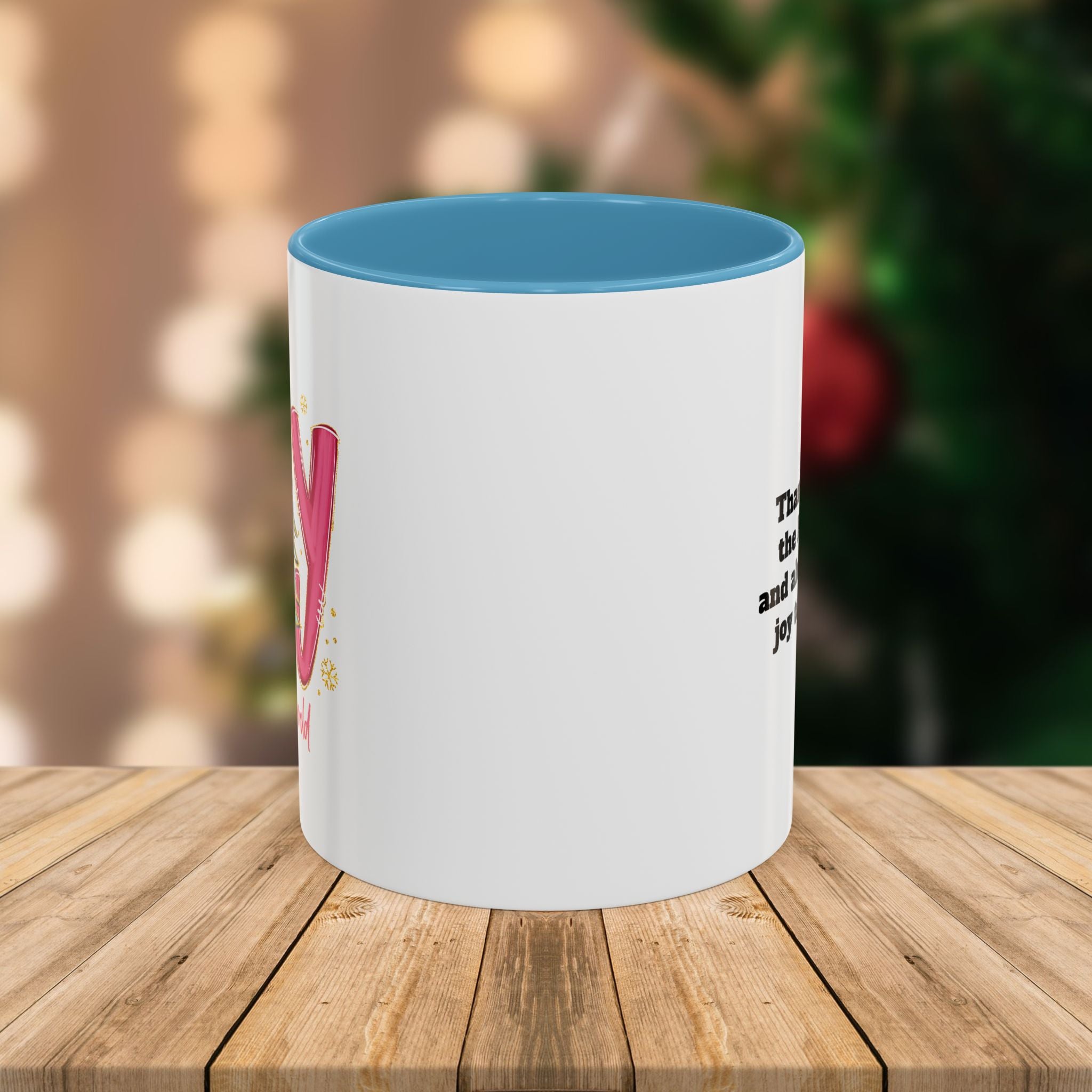 Custom Teacher Mug • Joy to the World Christmas Mug • Personalized Message on Back • Holiday Teacher Gift • 11oz or 15oz Coffee Cup