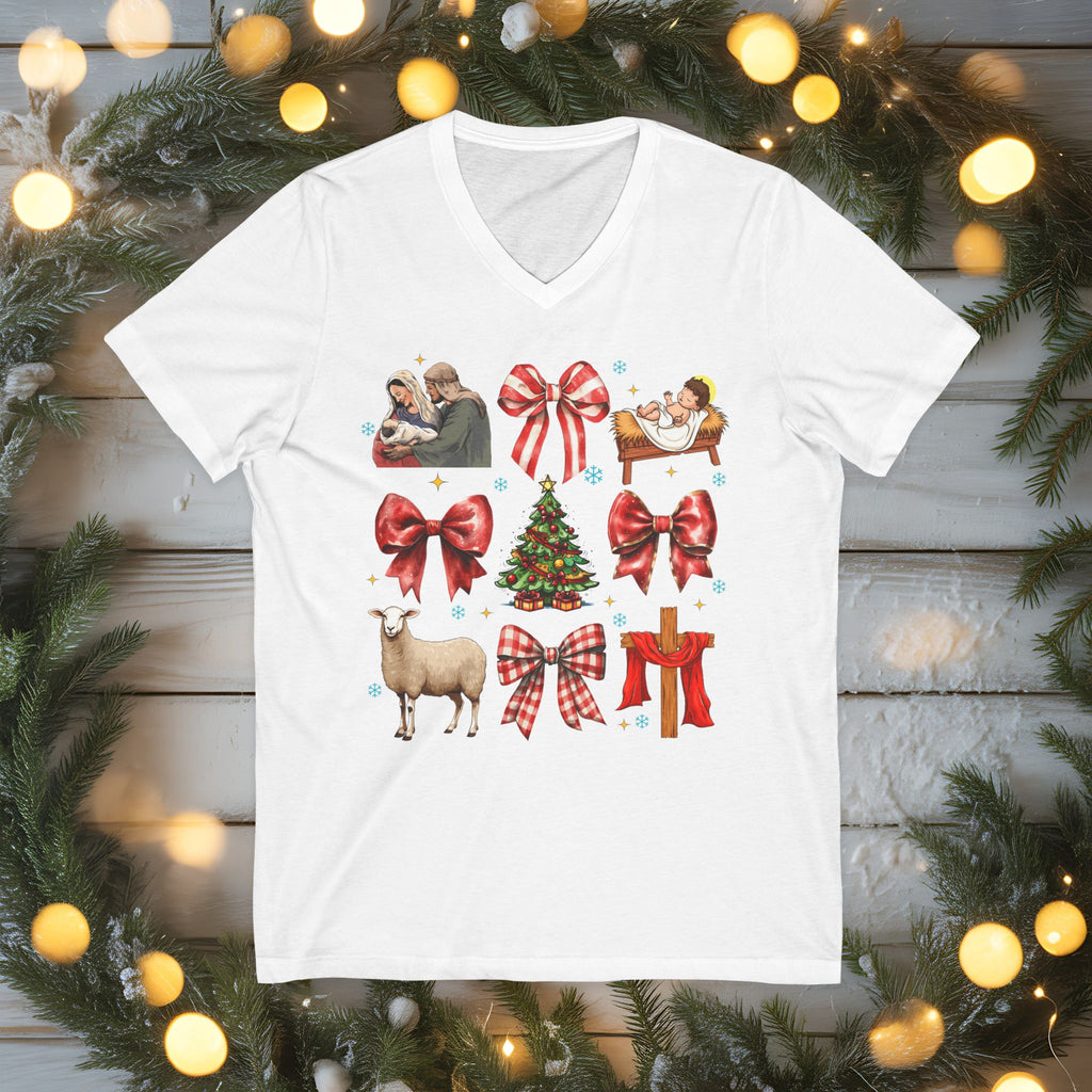 Nativity Christmas Shirt • Bella Canvas Christian Tee • Manger Scene T-Shirt • Faith Christmas Top • Holiday Jesus Shirt for Women