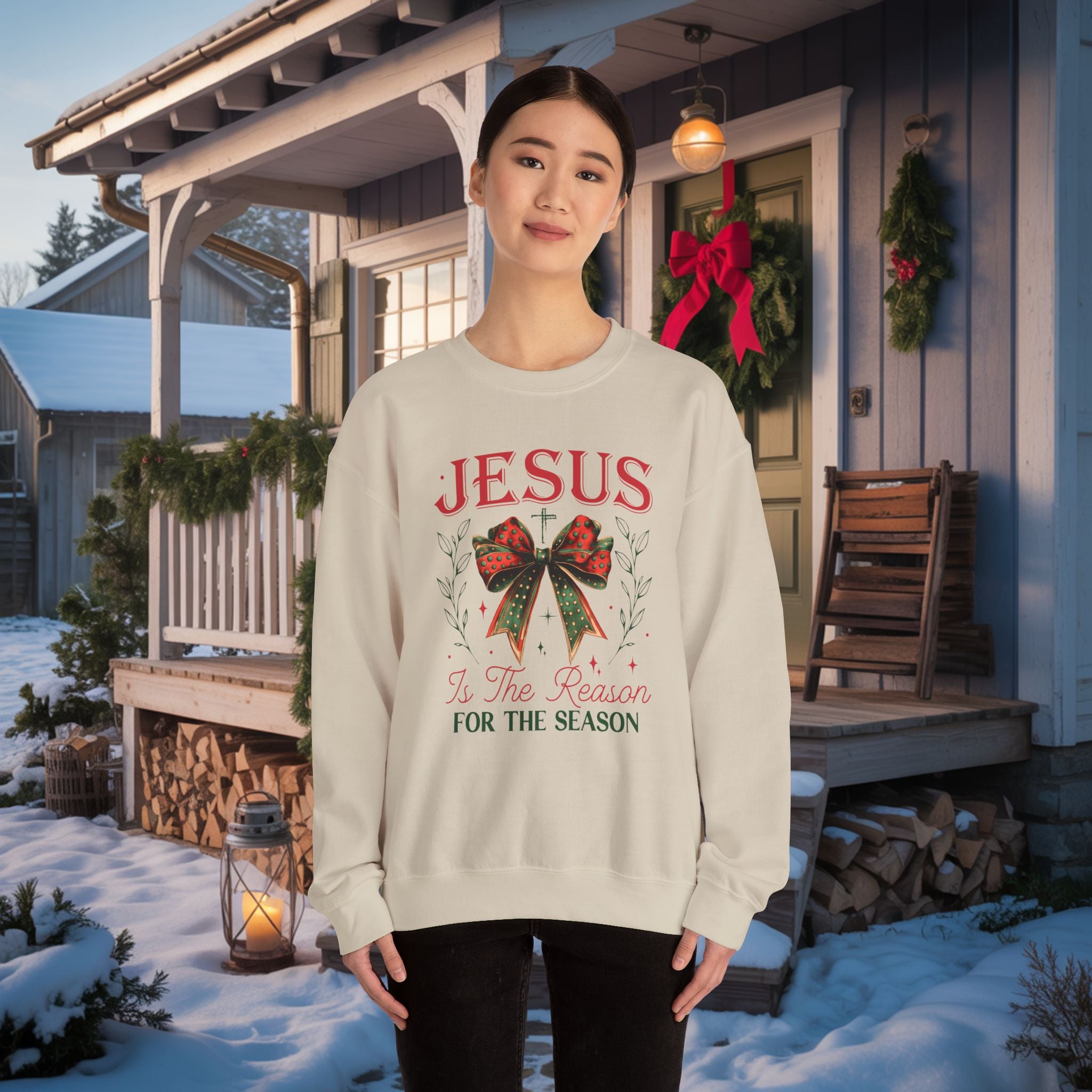 Jesus Is The Reason For The Season Sweatshirt | Christian Christmas Crewneck | Faith Holiday Sweater | Religious Xmas Gift | Nativity Christian Apparel