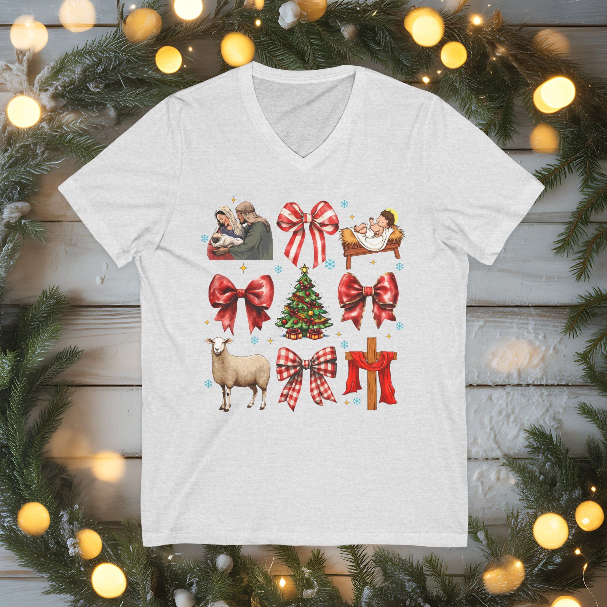 Nativity Christmas Shirt • Bella Canvas Christian Tee • Manger Scene T-Shirt • Faith Christmas Top • Holiday Jesus Shirt for Women