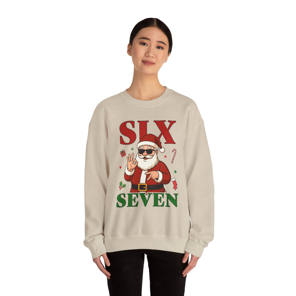 Funny Christmas Gildan Sweatshirt • Six Seven Santa Crewneck • Teacher & Kid Holiday Shirt • Classroom Christmas Sweater • Christmas Gift 6 7
