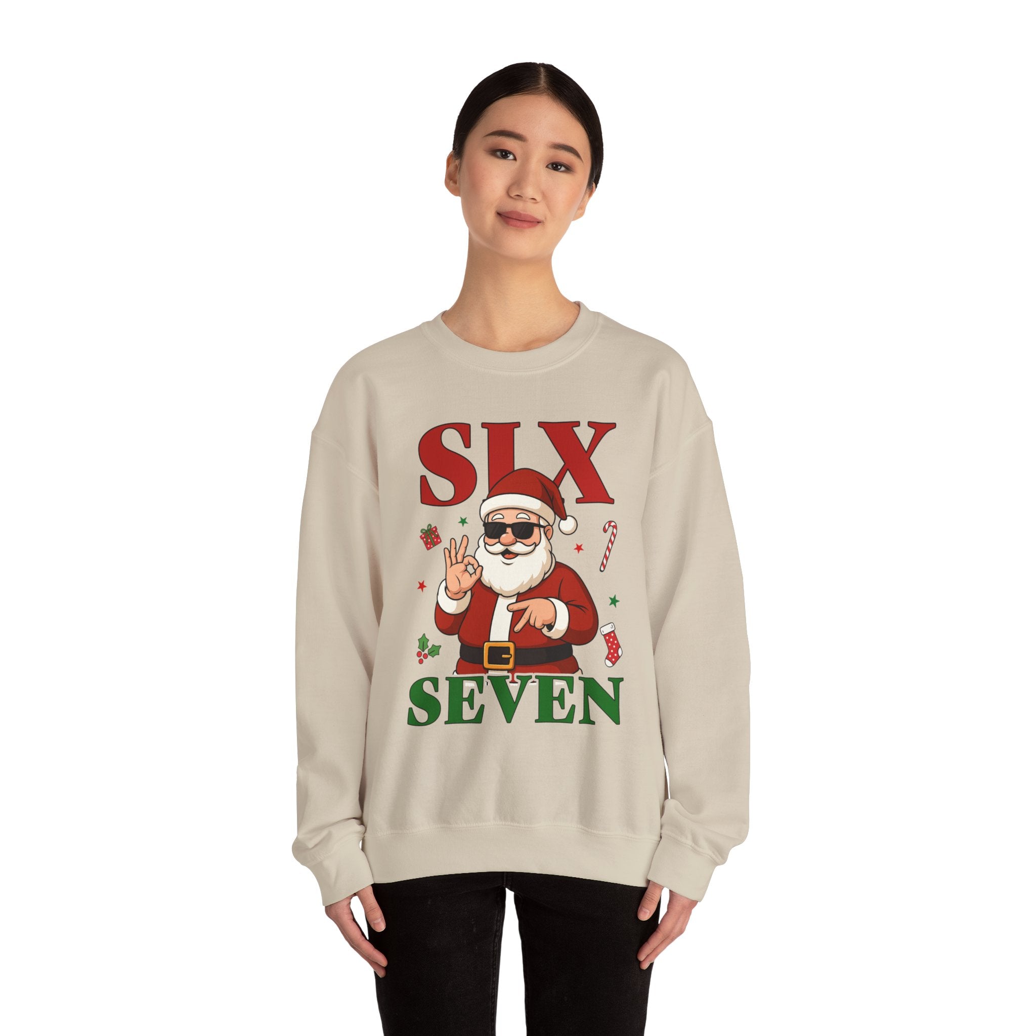 Funny Christmas Gildan Sweatshirt • Six Seven Santa Crewneck • Teacher & Kid Holiday Shirt • Classroom Christmas Sweater • Christmas Gift 6 7