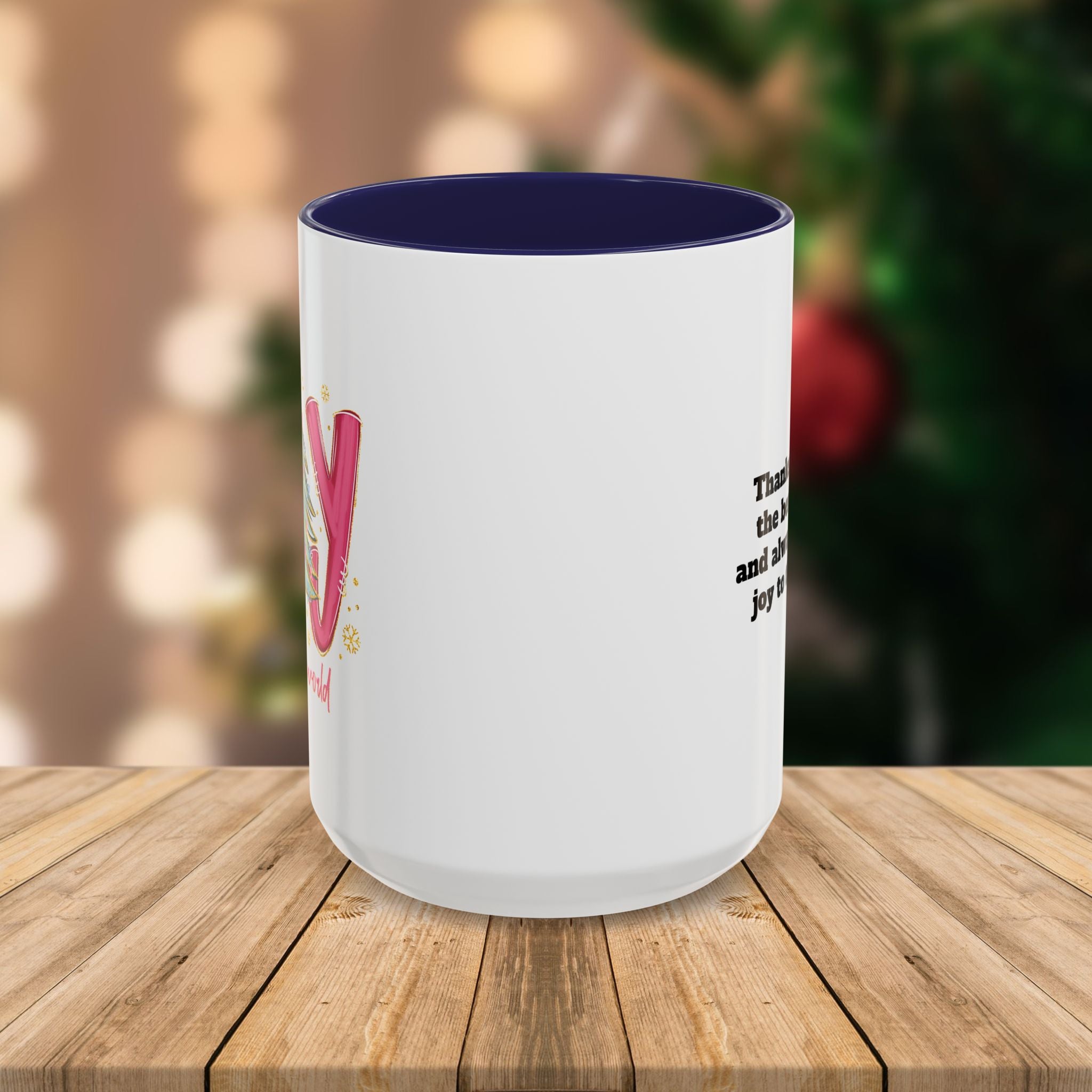 Custom Teacher Mug • Joy to the World Christmas Mug • Personalized Message on Back • Holiday Teacher Gift • 11oz or 15oz Coffee Cup