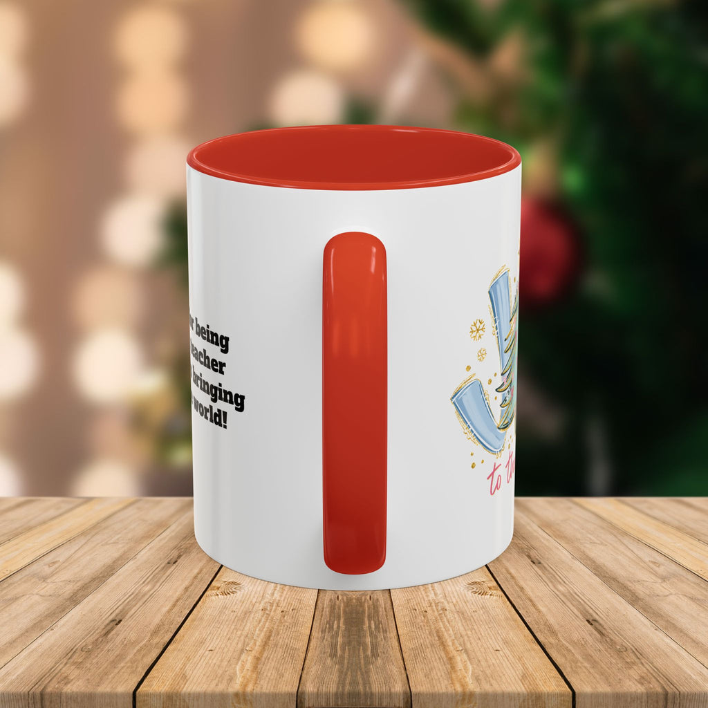 Custom Teacher Mug • Joy to the World Christmas Mug • Personalized Message on Back • Holiday Teacher Gift • 11oz or 15oz Coffee Cup