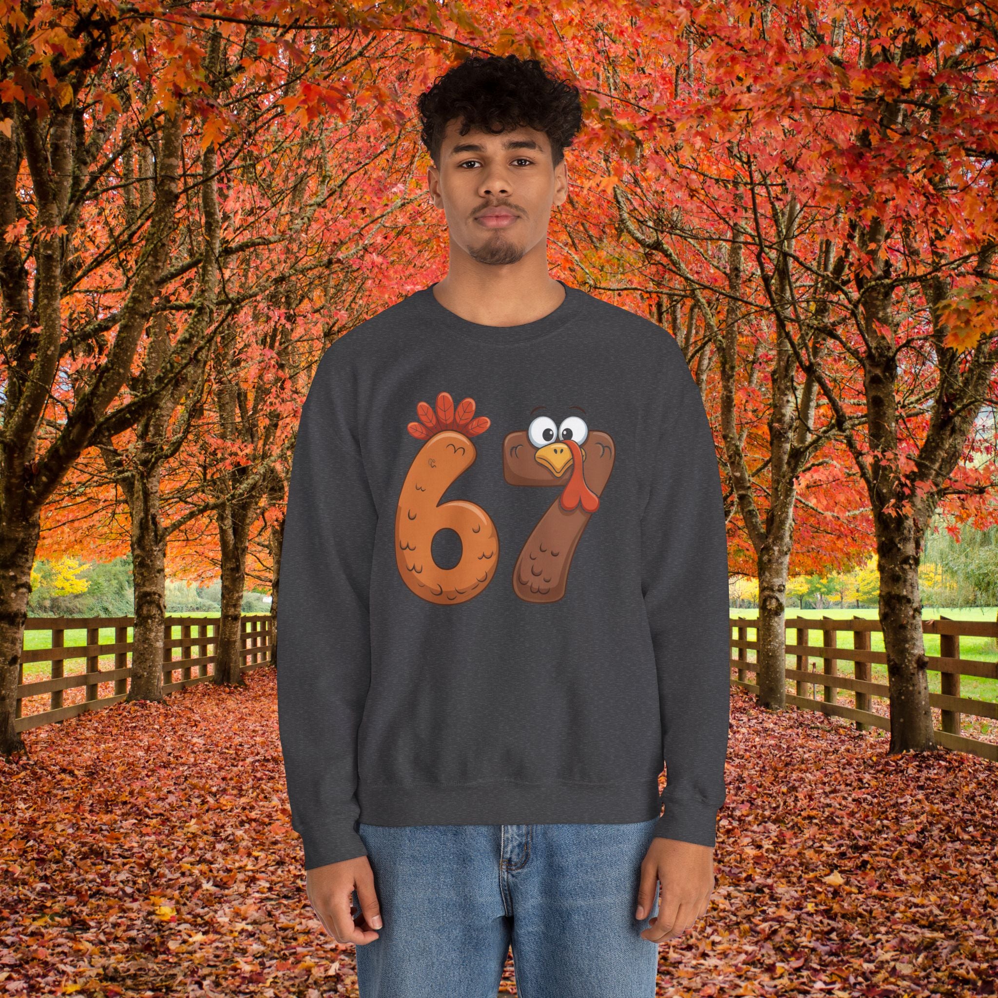 Funny 67 Turkey Thanksgiving Sweatshirt • Teacher Thanksgiving Shirt • Cute Fall Turkey Crewneck • Fall Classroom Shirt • Thanksgiving Outfit