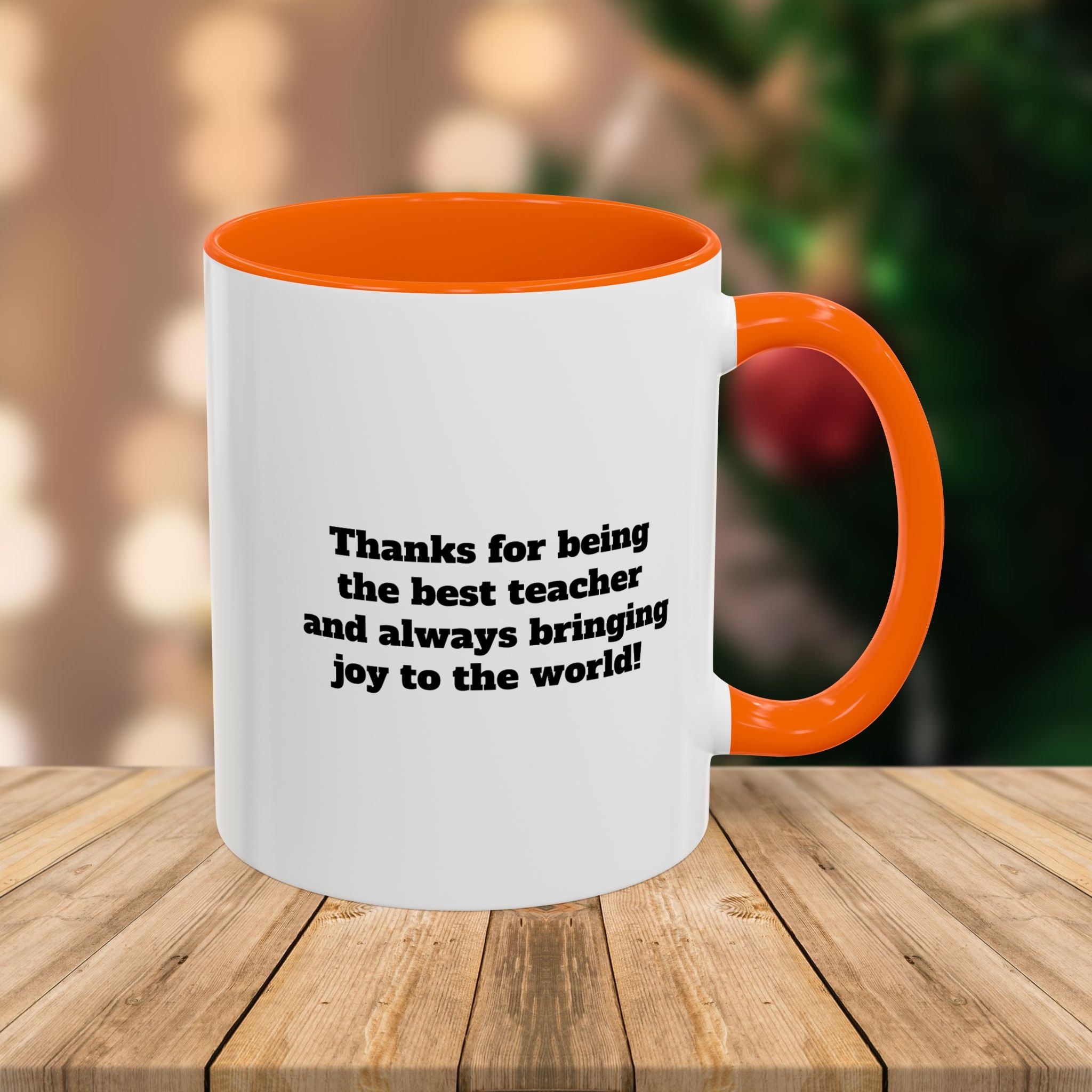 Custom Teacher Mug • Joy to the World Christmas Mug • Personalized Message on Back • Holiday Teacher Gift • 11oz or 15oz Coffee Cup