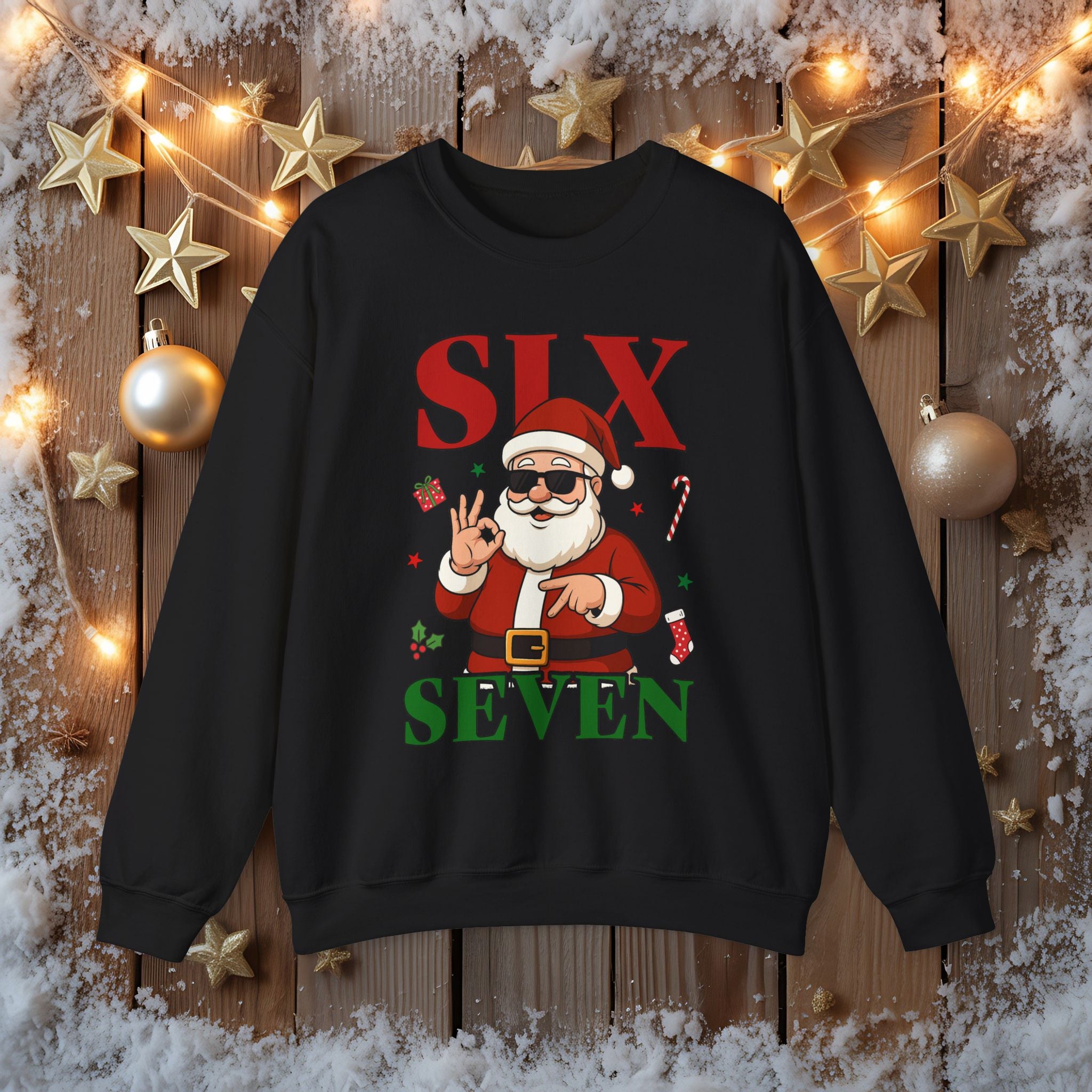 Funny Christmas Gildan Sweatshirt • Six Seven Santa Crewneck • Teacher & Kid Holiday Shirt • Classroom Christmas Sweater • Christmas Gift 6 7