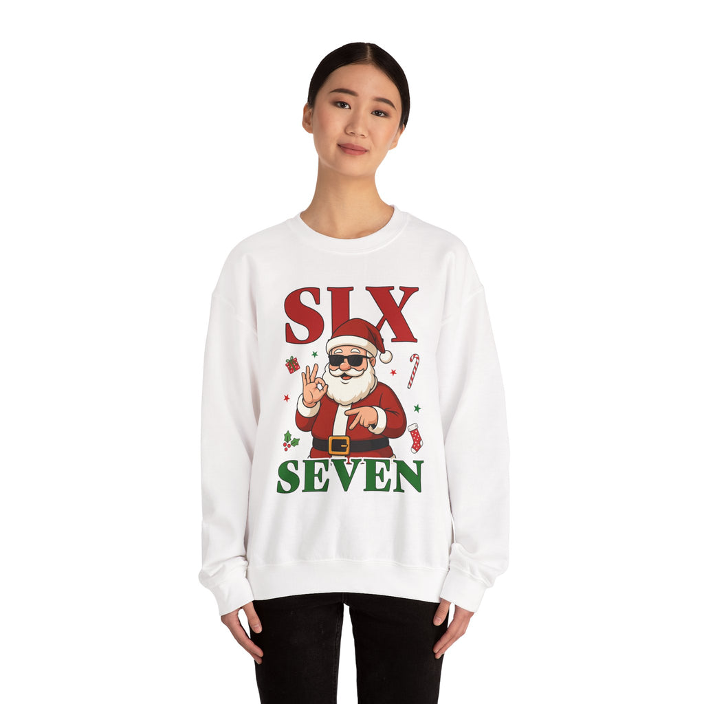 Funny Christmas Gildan Sweatshirt • Six Seven Santa Crewneck • Teacher & Kid Holiday Shirt • Classroom Christmas Sweater • Christmas Gift 6 7