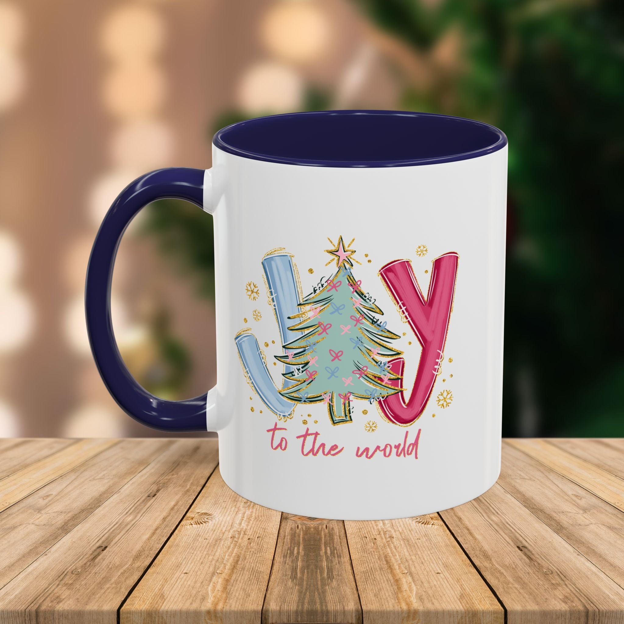 Custom Teacher Mug • Joy to the World Christmas Mug • Personalized Message on Back • Holiday Teacher Gift • 11oz or 15oz Coffee Cup