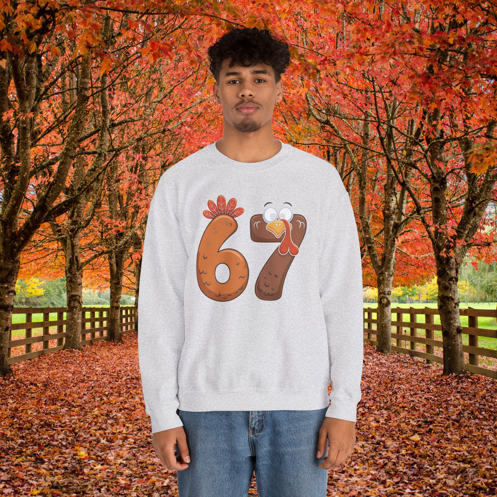 Funny 67 Turkey Thanksgiving Sweatshirt • Teacher Thanksgiving Shirt • Cute Fall Turkey Crewneck • Fall Classroom Shirt • Thanksgiving Outfit