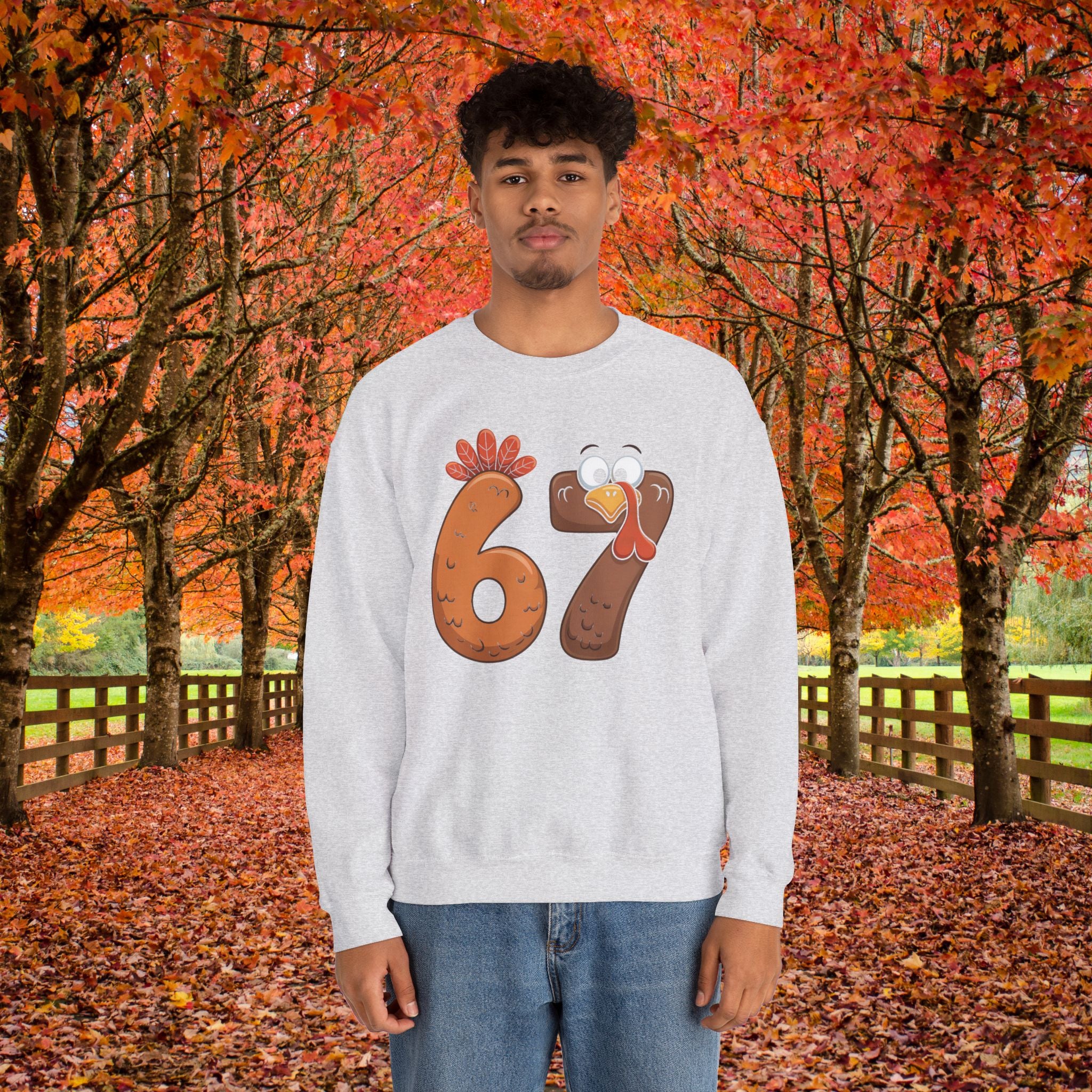 Funny 67 Turkey Thanksgiving Sweatshirt • Teacher Thanksgiving Shirt • Cute Fall Turkey Crewneck • Fall Classroom Shirt • Thanksgiving Outfit