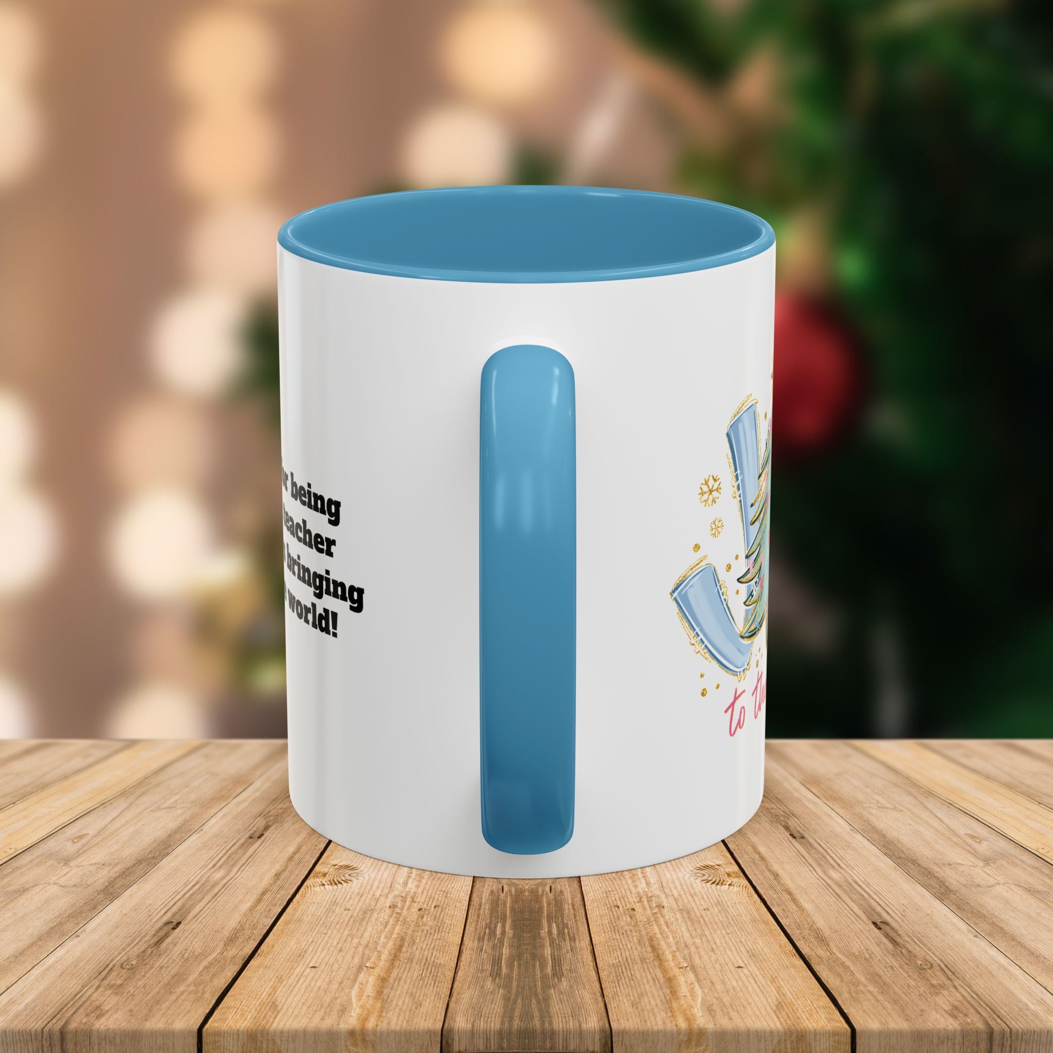 Custom Teacher Mug • Joy to the World Christmas Mug • Personalized Message on Back • Holiday Teacher Gift • 11oz or 15oz Coffee Cup
