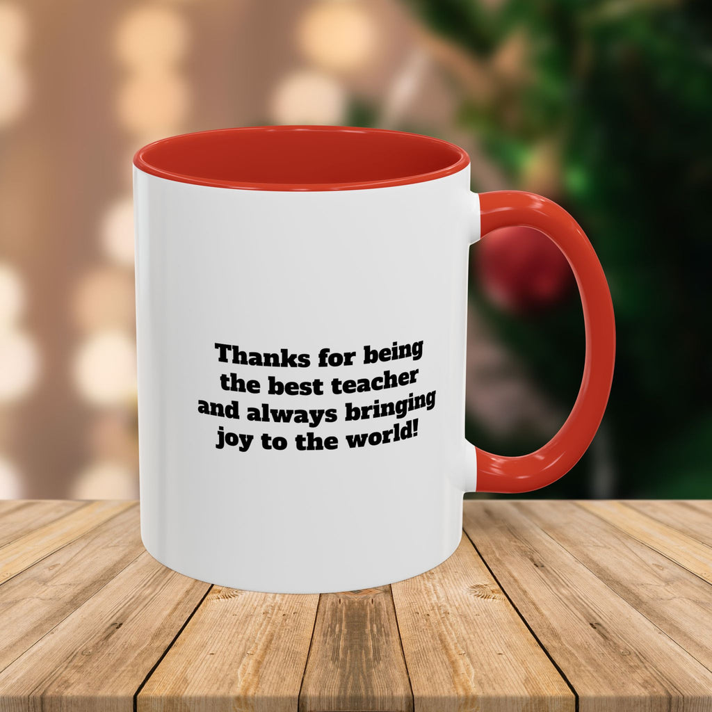 Custom Teacher Mug • Joy to the World Christmas Mug • Personalized Message on Back • Holiday Teacher Gift • 11oz or 15oz Coffee Cup