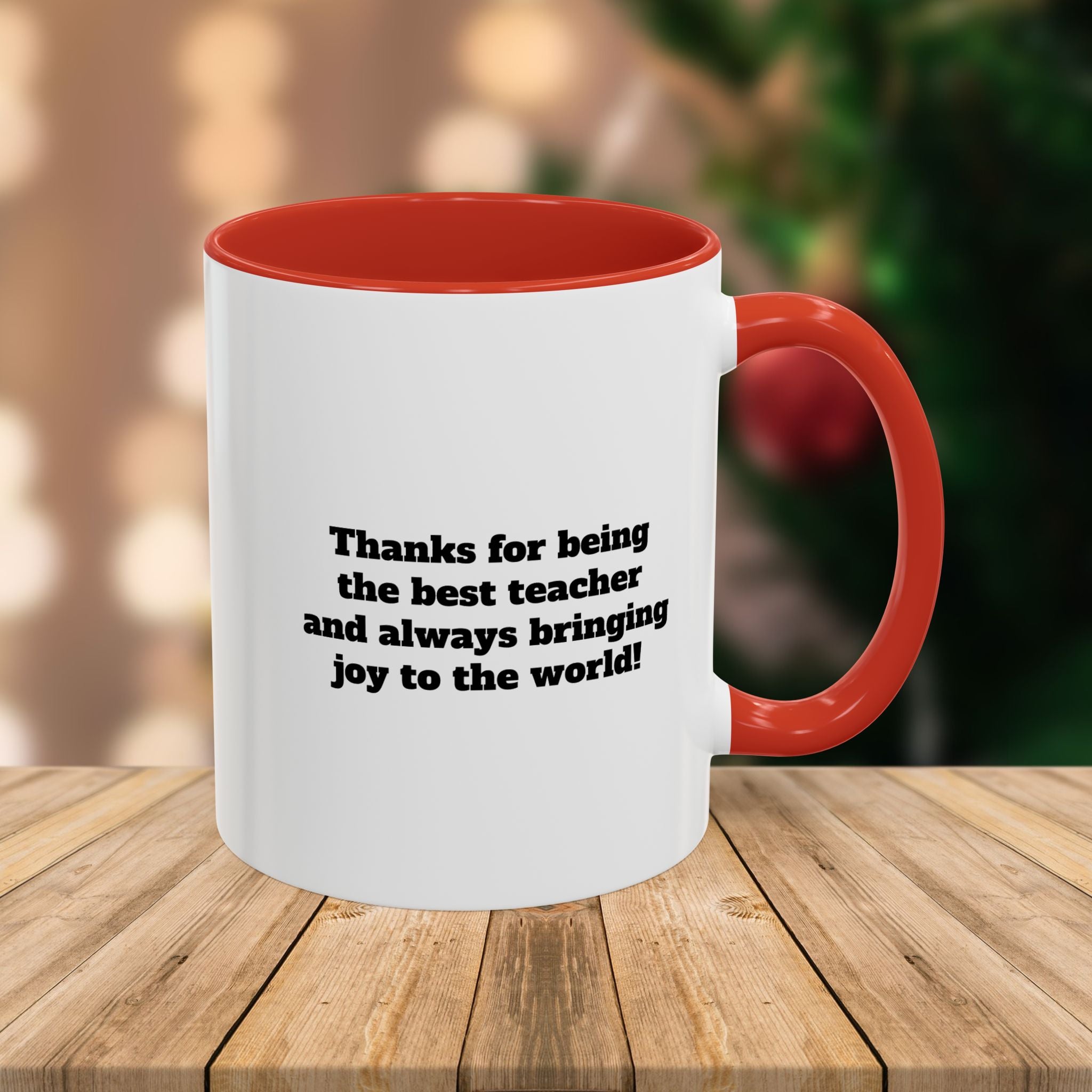 Custom Teacher Mug • Joy to the World Christmas Mug • Personalized Message on Back • Holiday Teacher Gift • 11oz or 15oz Coffee Cup
