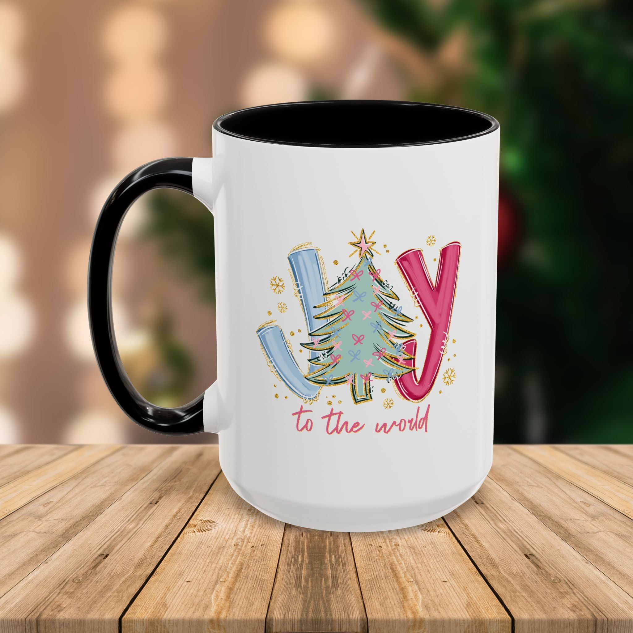 Custom Teacher Mug • Joy to the World Christmas Mug • Personalized Message on Back • Holiday Teacher Gift • 11oz or 15oz Coffee Cup