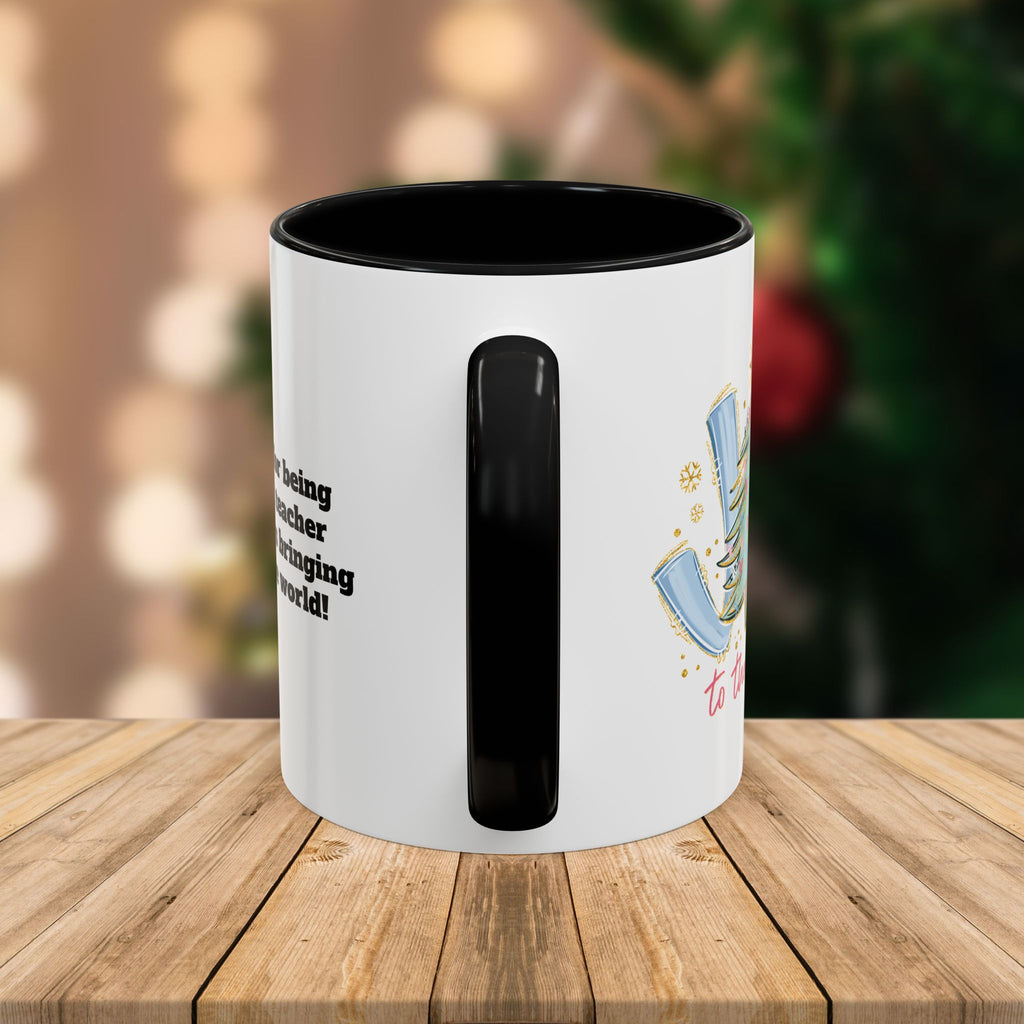 Custom Teacher Mug • Joy to the World Christmas Mug • Personalized Message on Back • Holiday Teacher Gift • 11oz or 15oz Coffee Cup