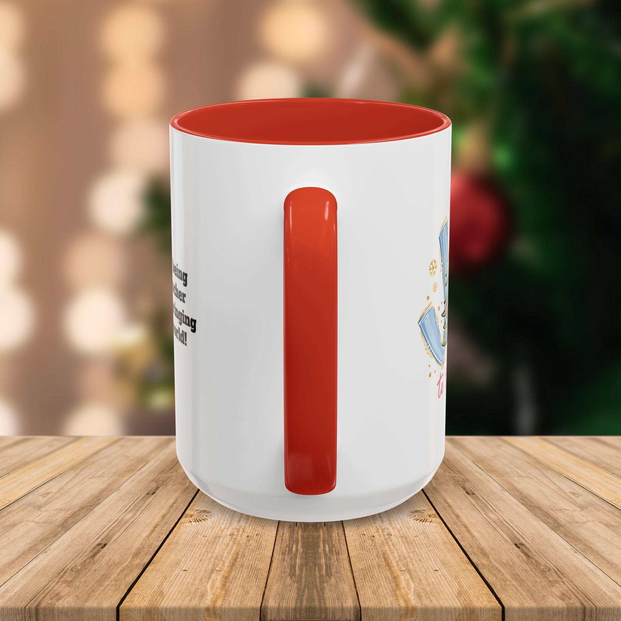 Custom Teacher Mug • Joy to the World Christmas Mug • Personalized Message on Back • Holiday Teacher Gift • 11oz or 15oz Coffee Cup